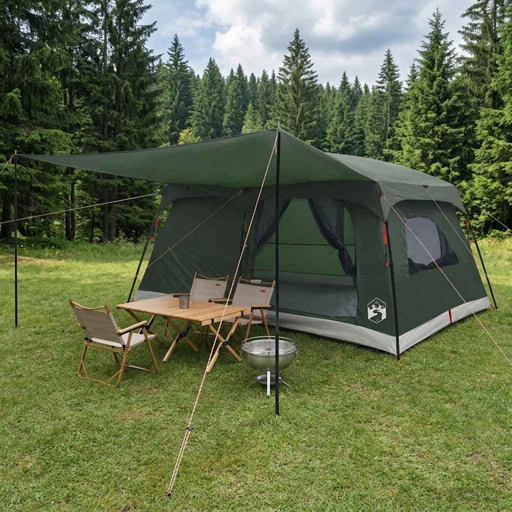Familienzelt 14 Personen Olivegrün Polyester und Stahl