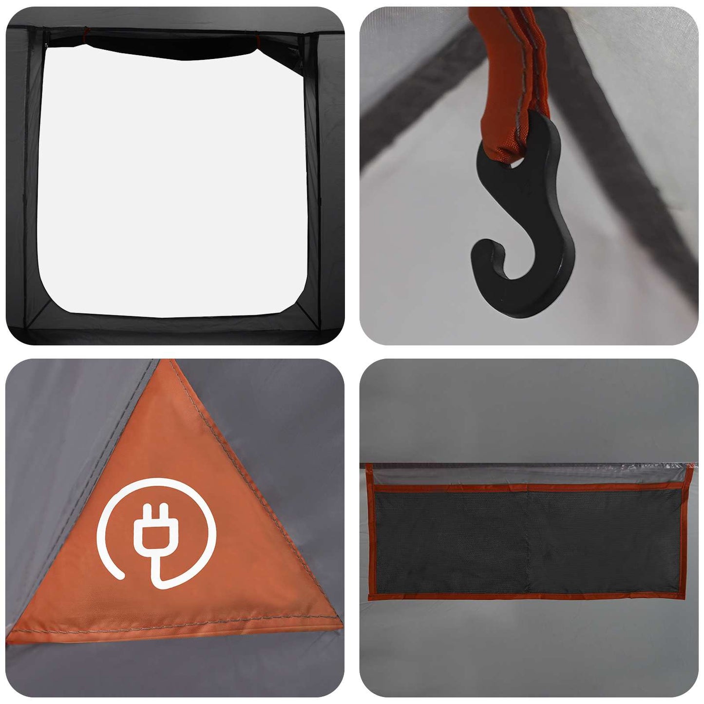 Hütten-Zelt Grau und Orange 210 x 210 x 138 cm Polyester