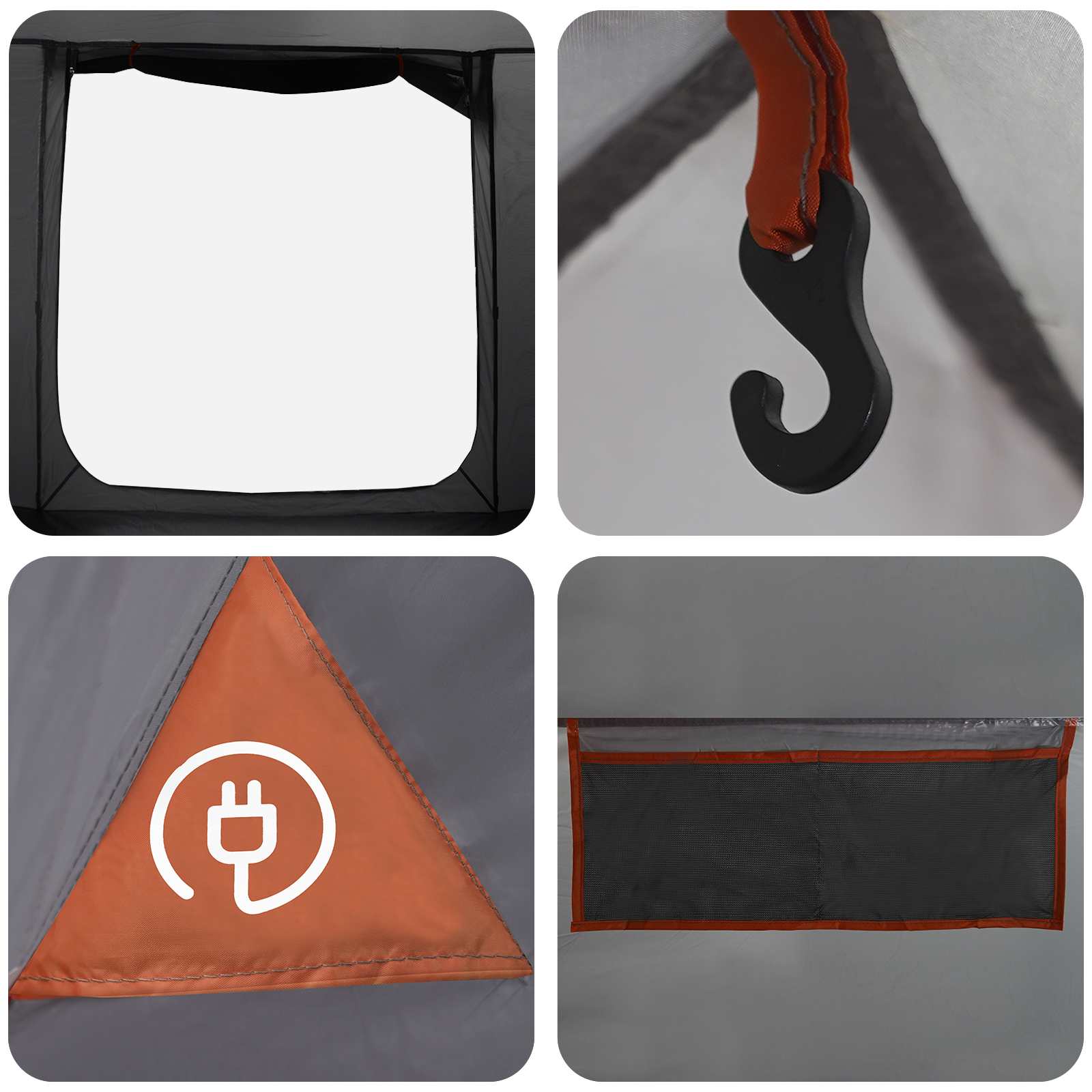 Hütten-Zelt Grau und Orange 210 x 210 x 138 cm Polyester