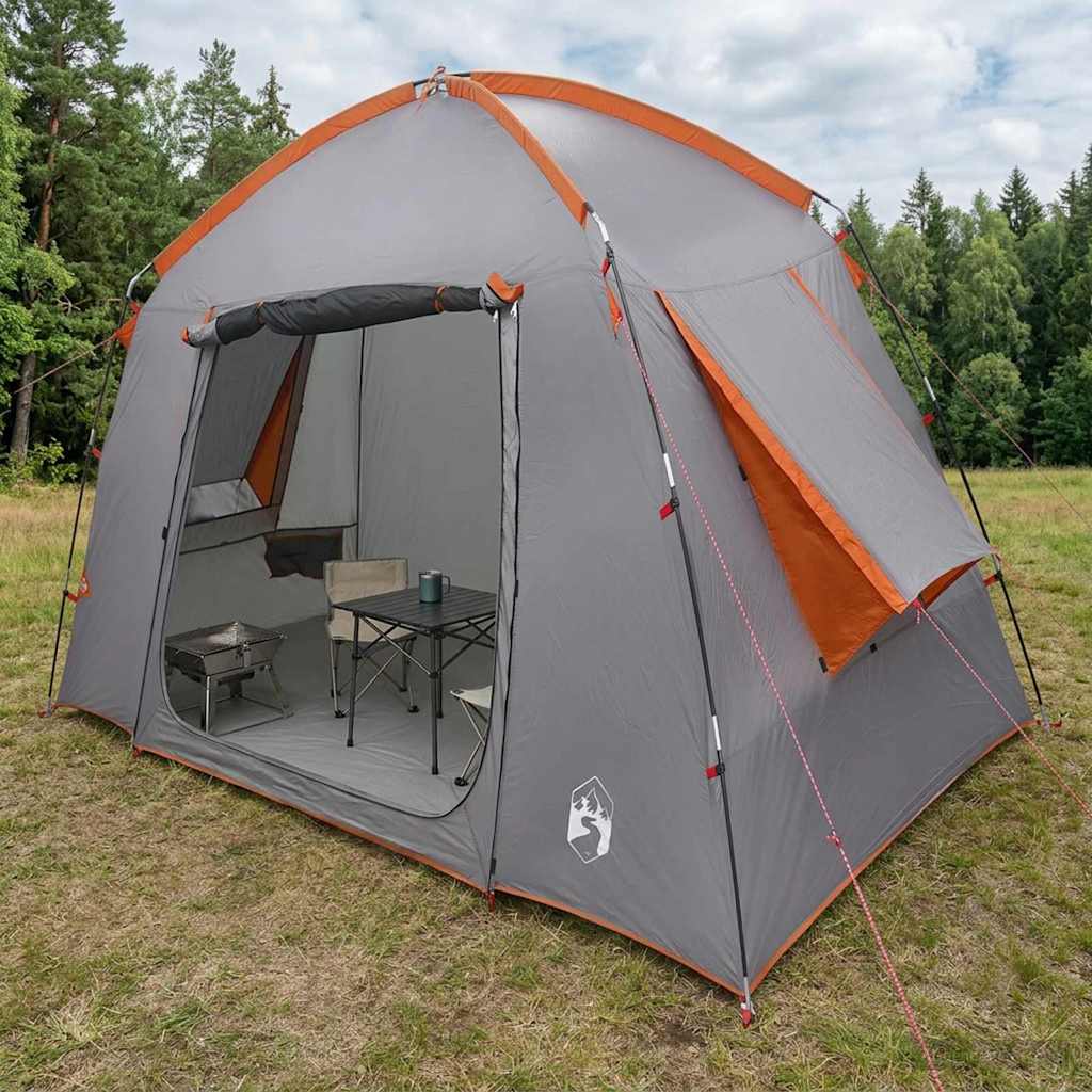 Hütten-Zelt Grau und Orange 210 x 210 x 138 cm Polyester