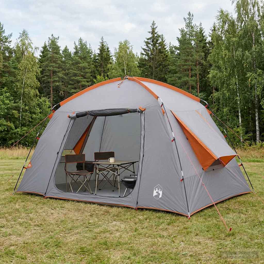 Hütten-Zelt Grau und Orange 300 x 210 x 156 cm Polyester