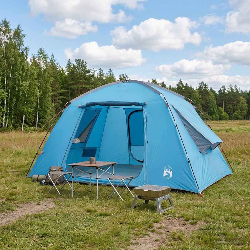 Hütten-Zelt mit Dach Blau 400 x 210 x 180 cm Polyester