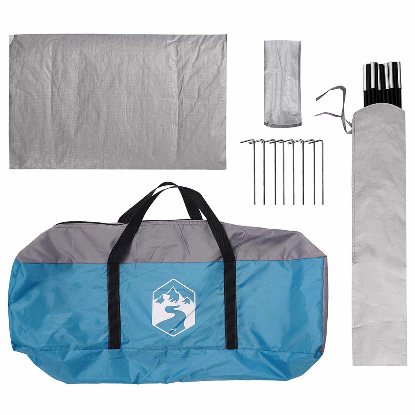 Campingzelt mit Regenhaube wasserdicht 4 Personen Blau