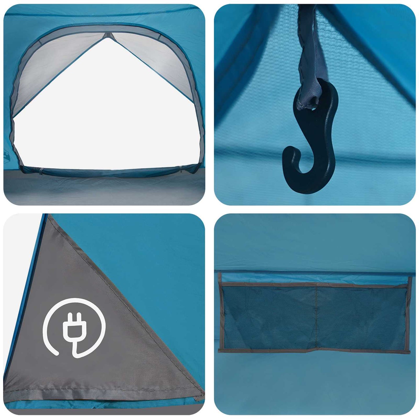 Campingzelt mit Regenhaube wasserdicht 4 Personen Blau