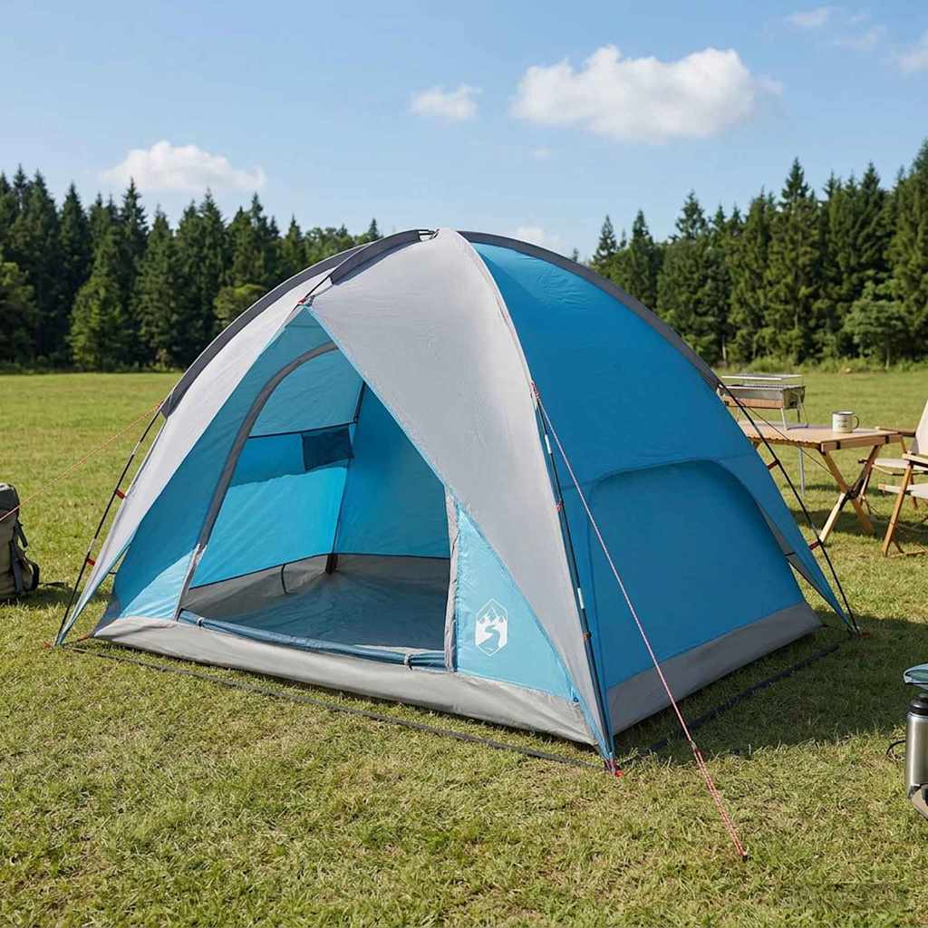 Campingzelt mit Regenhaube wasserdicht 4 Personen Blau