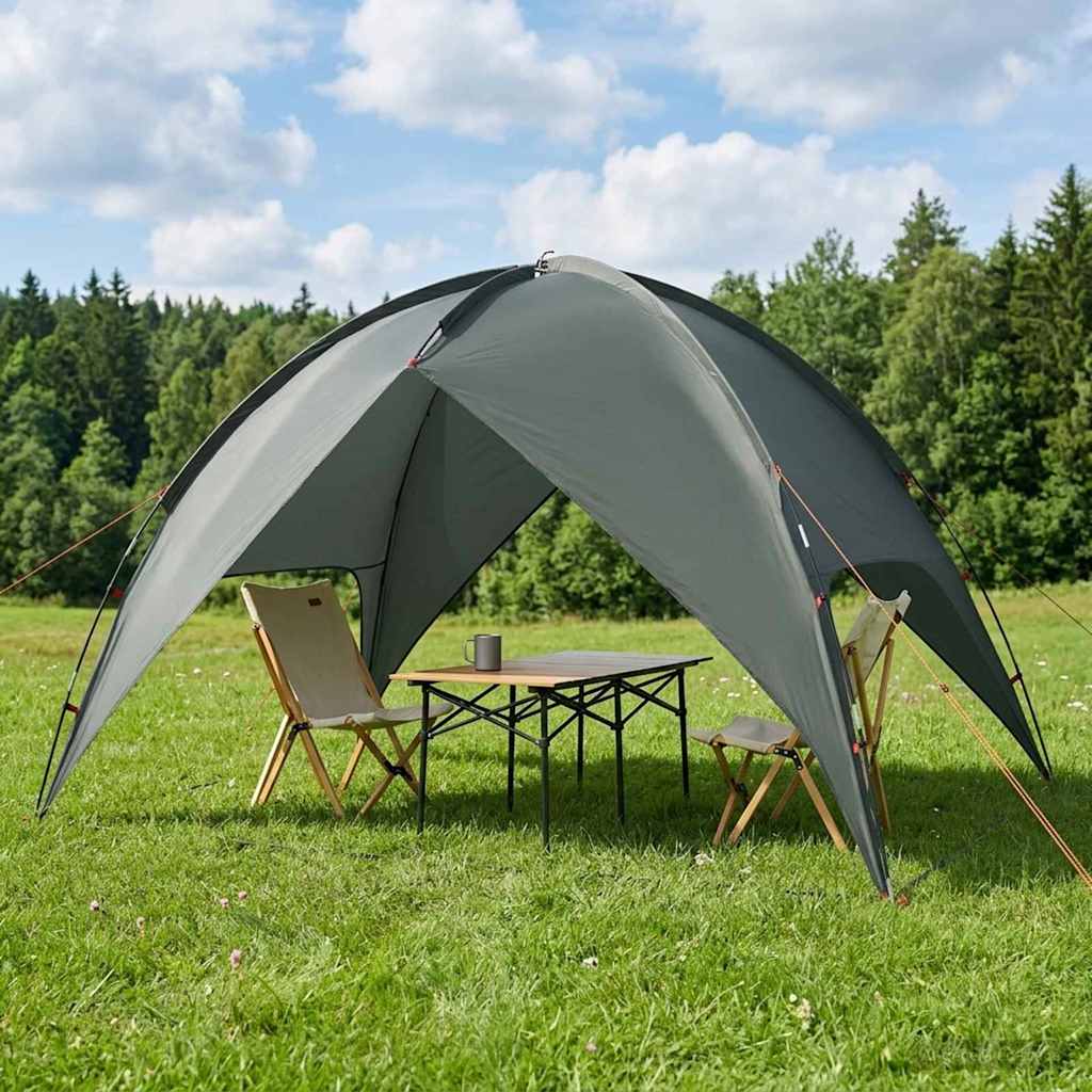 Campingzelt mit Regenhaube wasserdicht 4 Personen Olivegrün