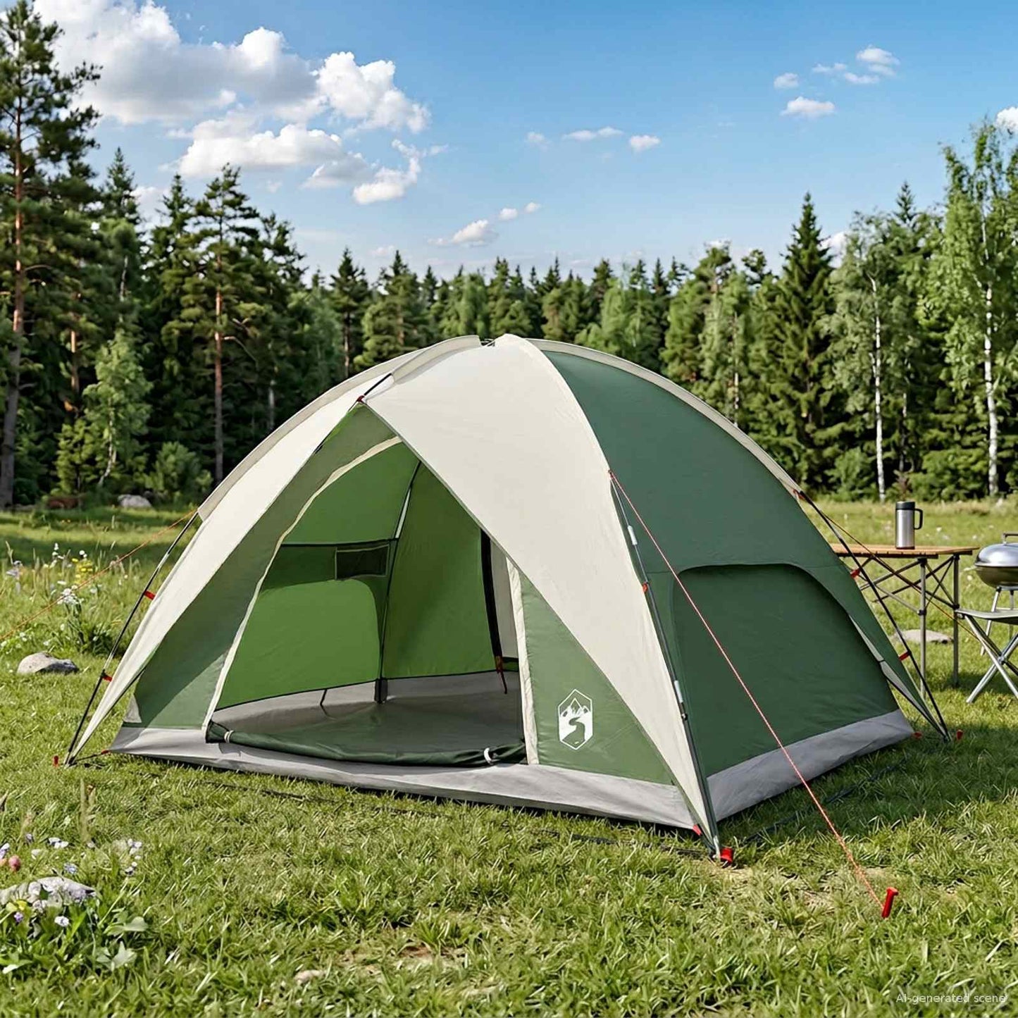 Campingzelt mit Regenhaube wasserdicht 4 Personen Grün
