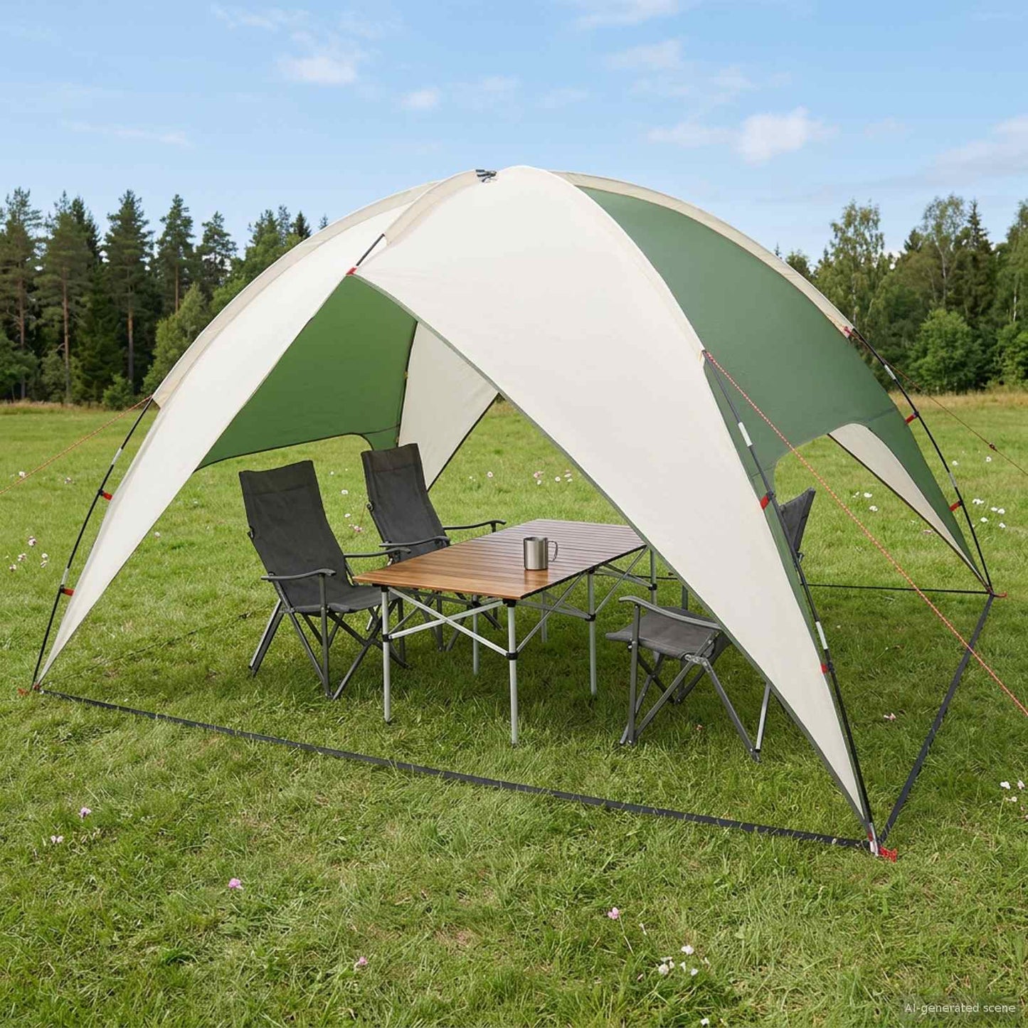 Campingzelt mit Regenhaube wasserdicht 4 Personen Grün