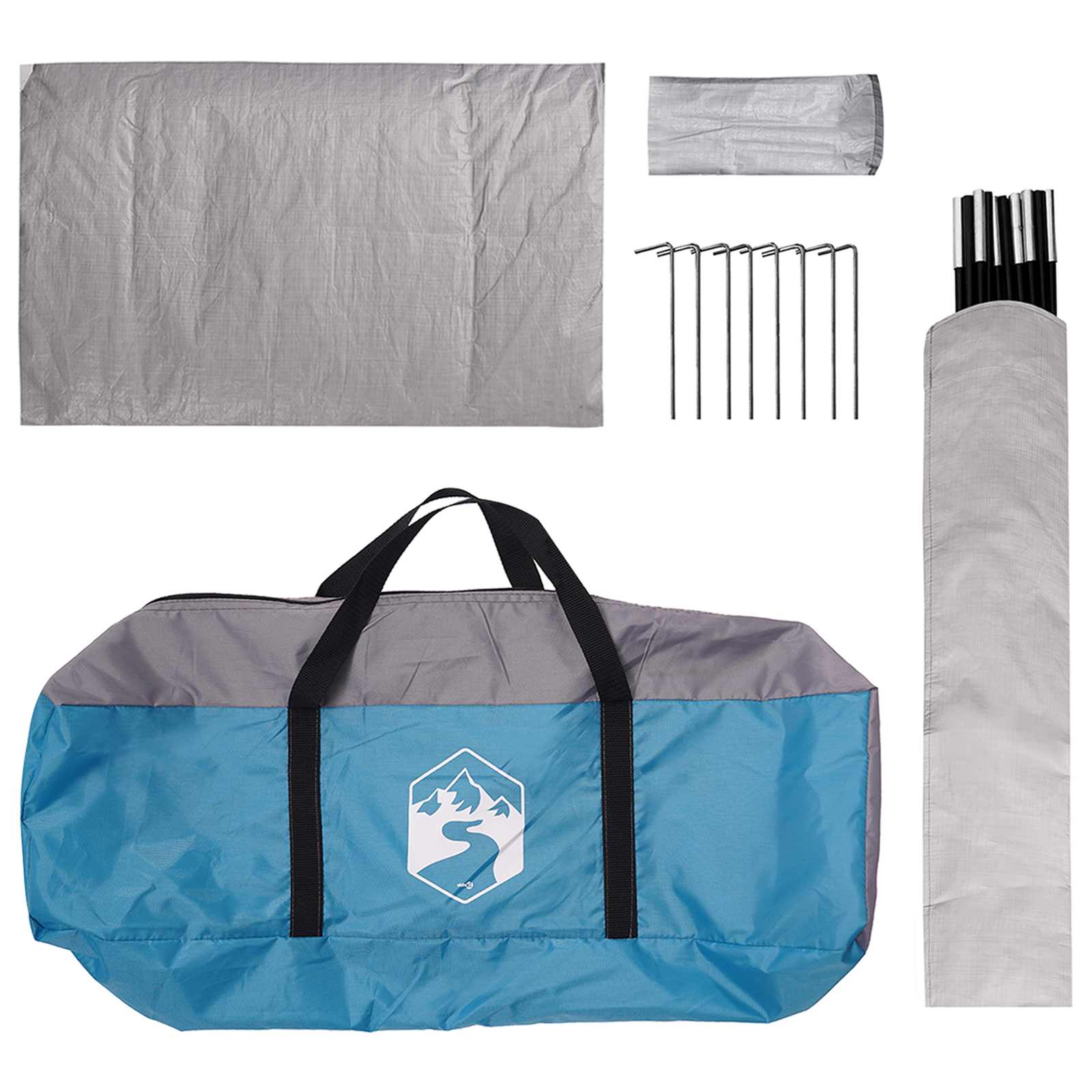 Campingzelt mit Regenhaube wasserdicht 4 Personen Blau