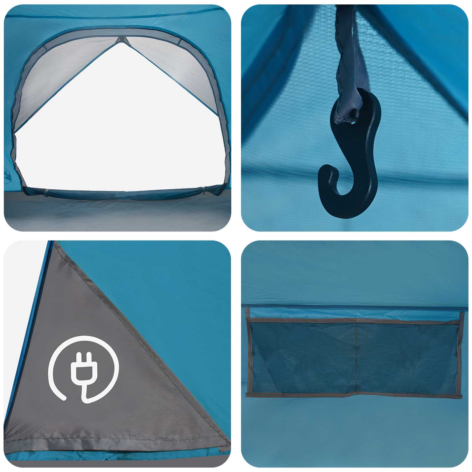 Campingzelt mit Regenhaube wasserdicht 4 Personen Blau