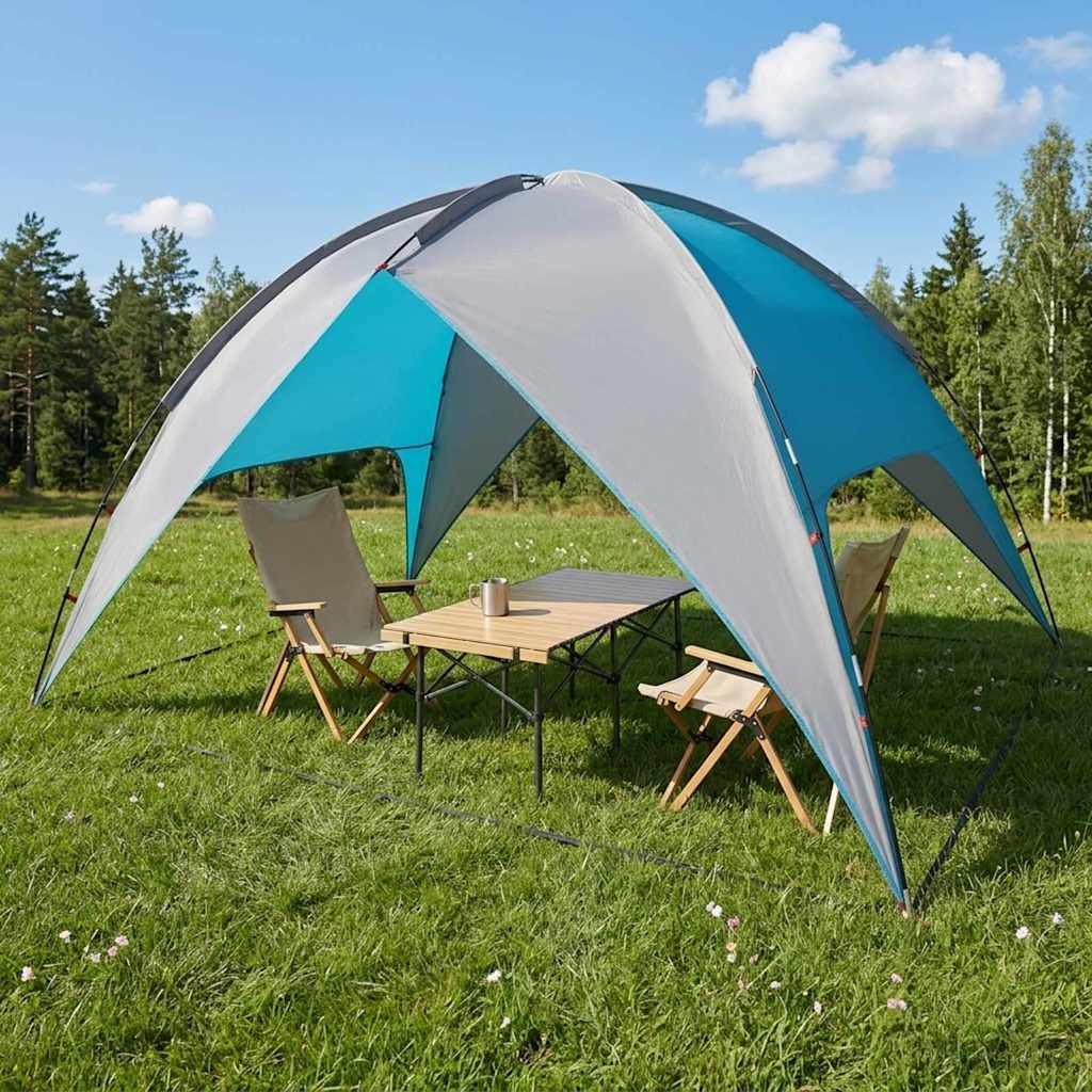 Campingzelt mit Regenhaube wasserdicht 4 Personen Blau