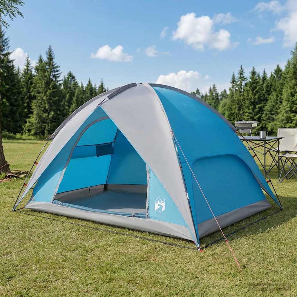 Campingzelt mit Regenhaube wasserdicht 4 Personen Blau