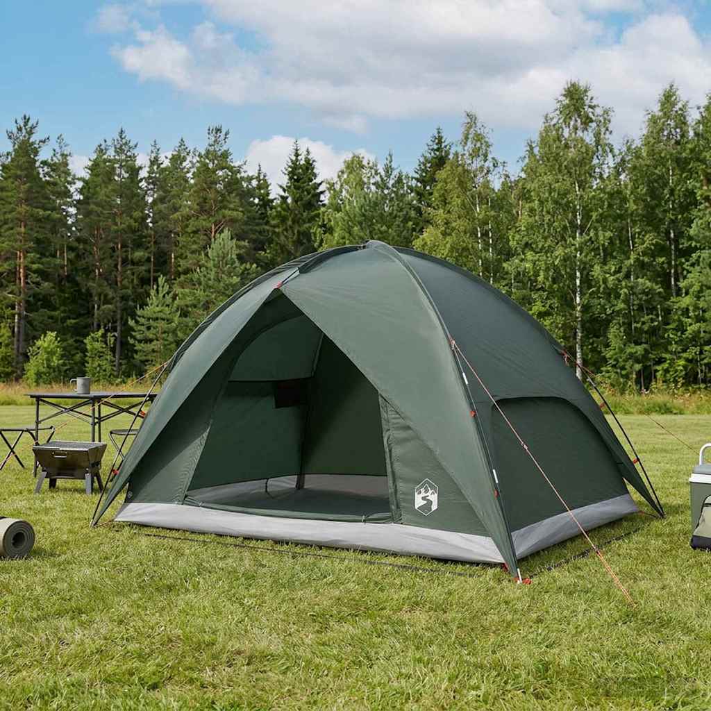 Campingzelt mit Regenhaube wasserdicht 4 Personen Olivegrün