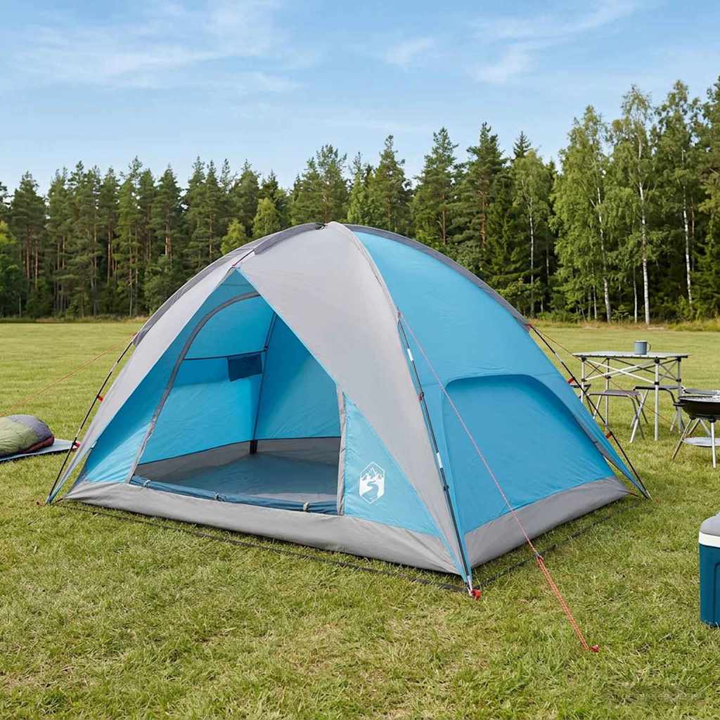 Campingzelt mit Regenhaube wasserdicht 4 Personen Blau