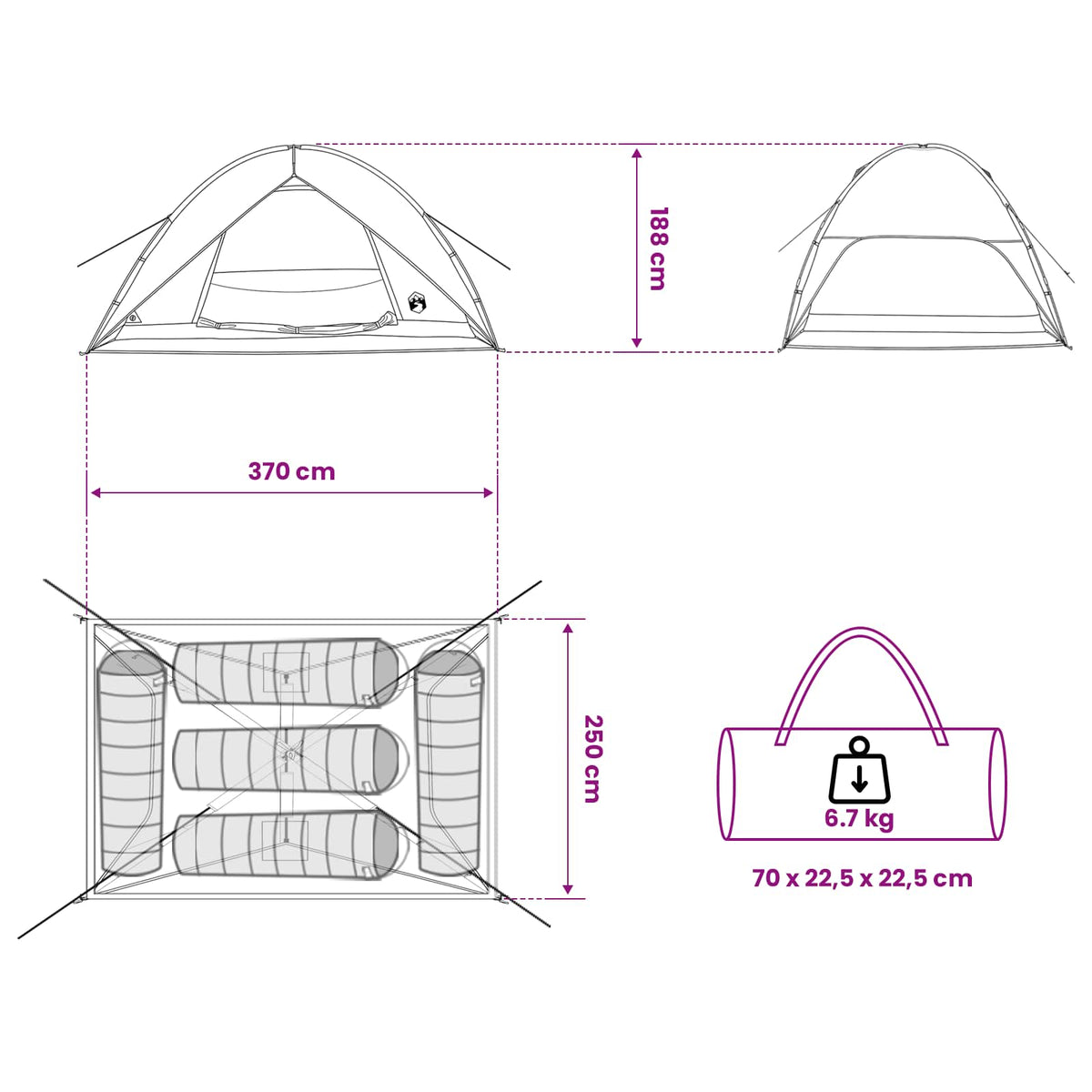 Campingzelt mit Regenhaube wasserdicht 5 Personen
