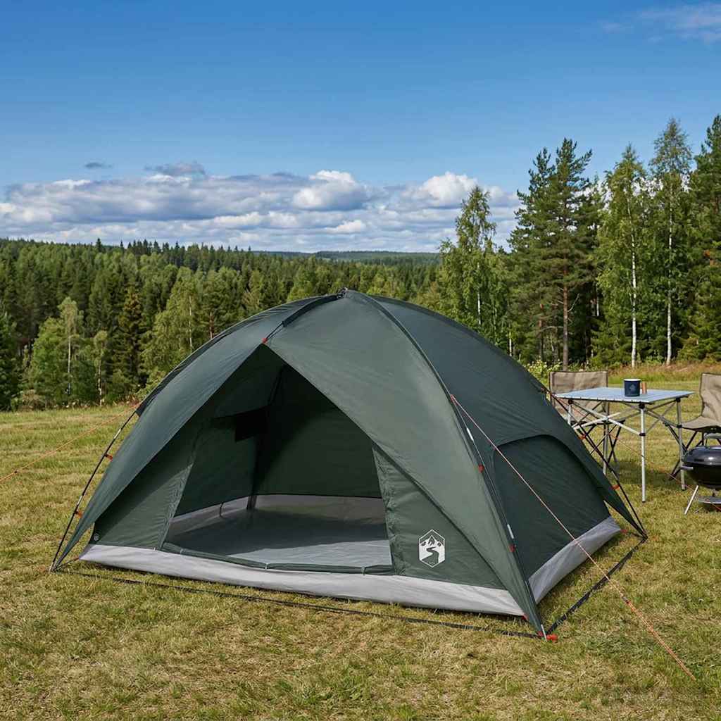 Campingzelt mit Regenhaube wasserdicht 4 Personen Olivegrün