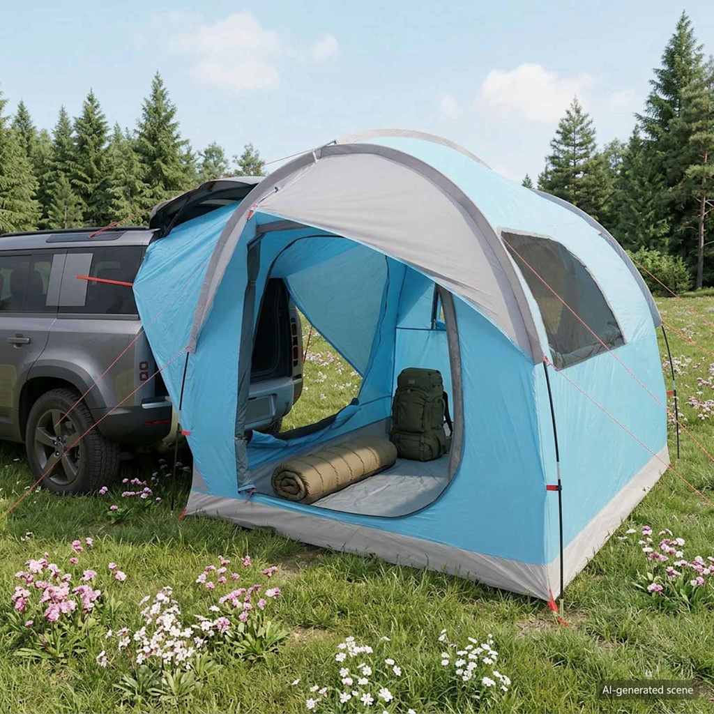 Autozelt mit Dach Blau 239 x 210 x 210 cm Polyester und Stahl