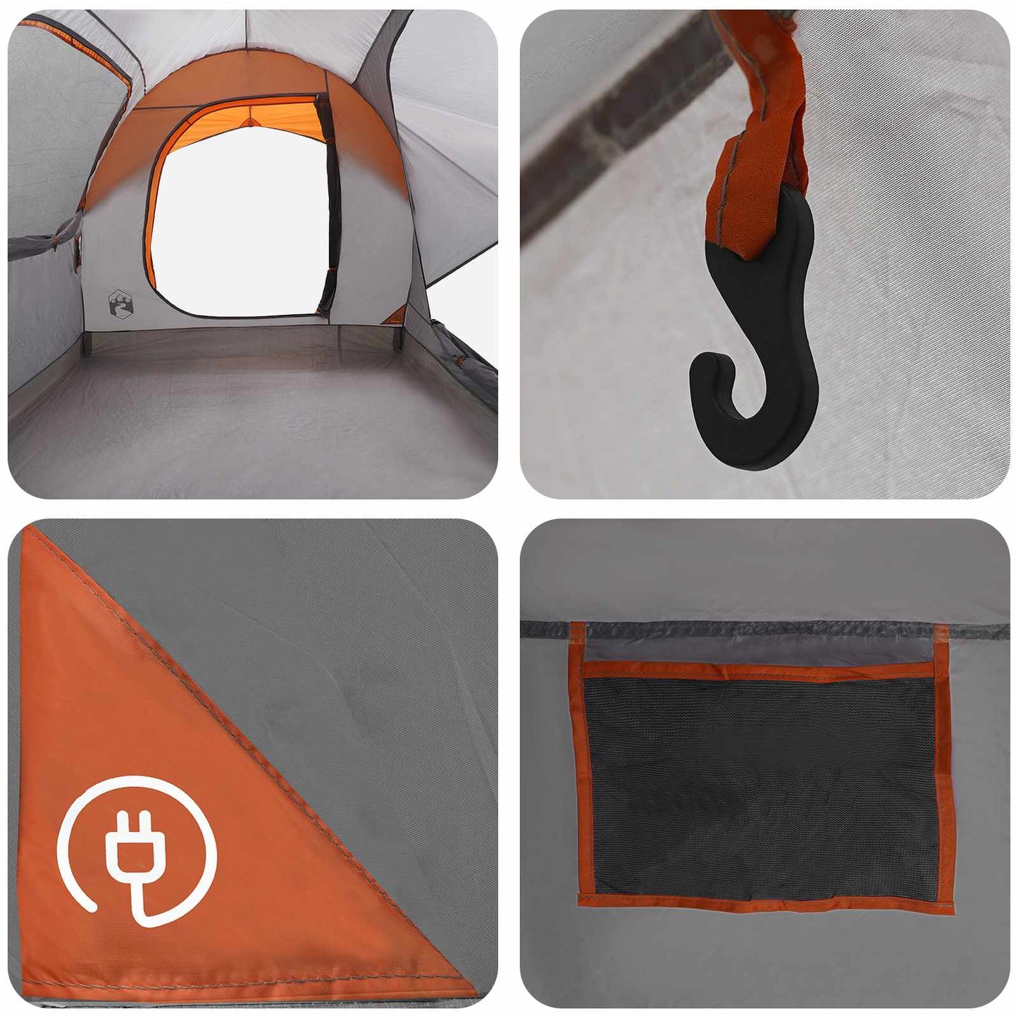 Autozelt Grau und Orange 239 x 210 x 210 cm Polyester und Stahl