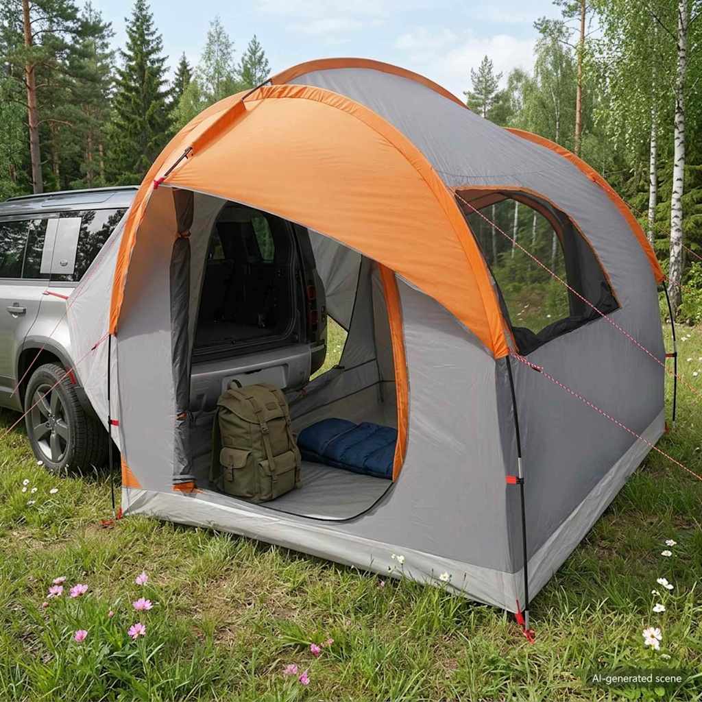 Autozelt Grau und Orange 239 x 210 x 210 cm Polyester und Stahl