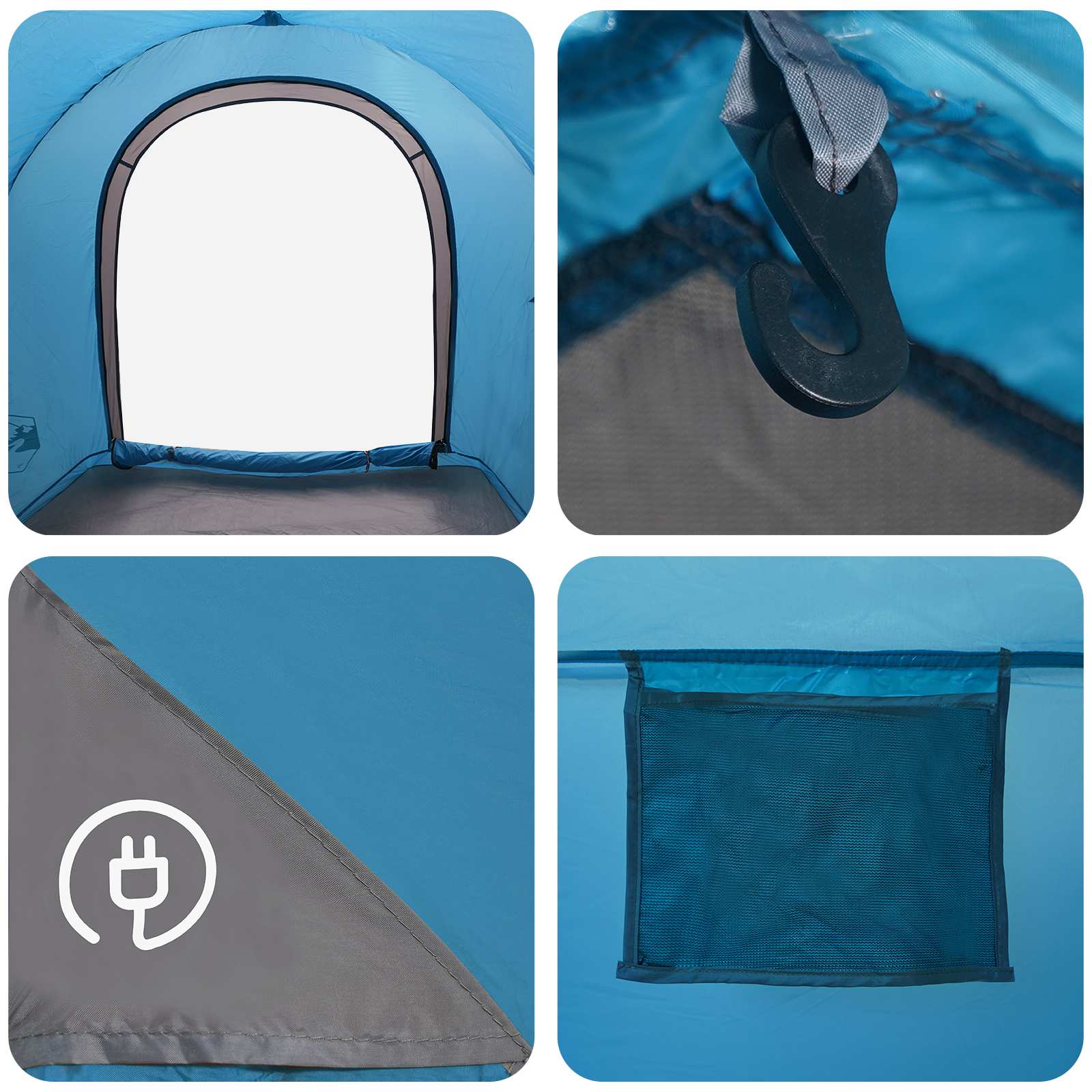 Autozelt 200 x 170 x 170 cm Blau Polyester und Stahl