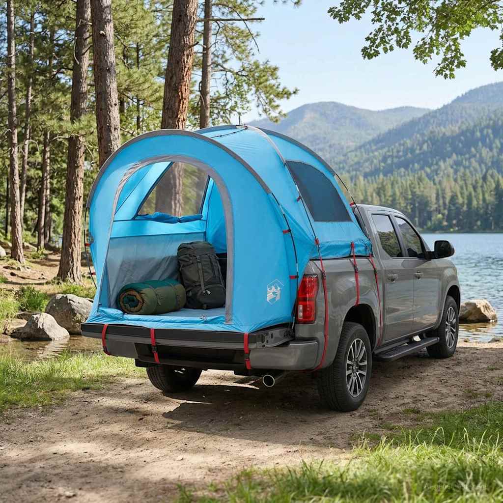 Autozelt 200 x 170 x 170 cm Blau Polyester und Stahl