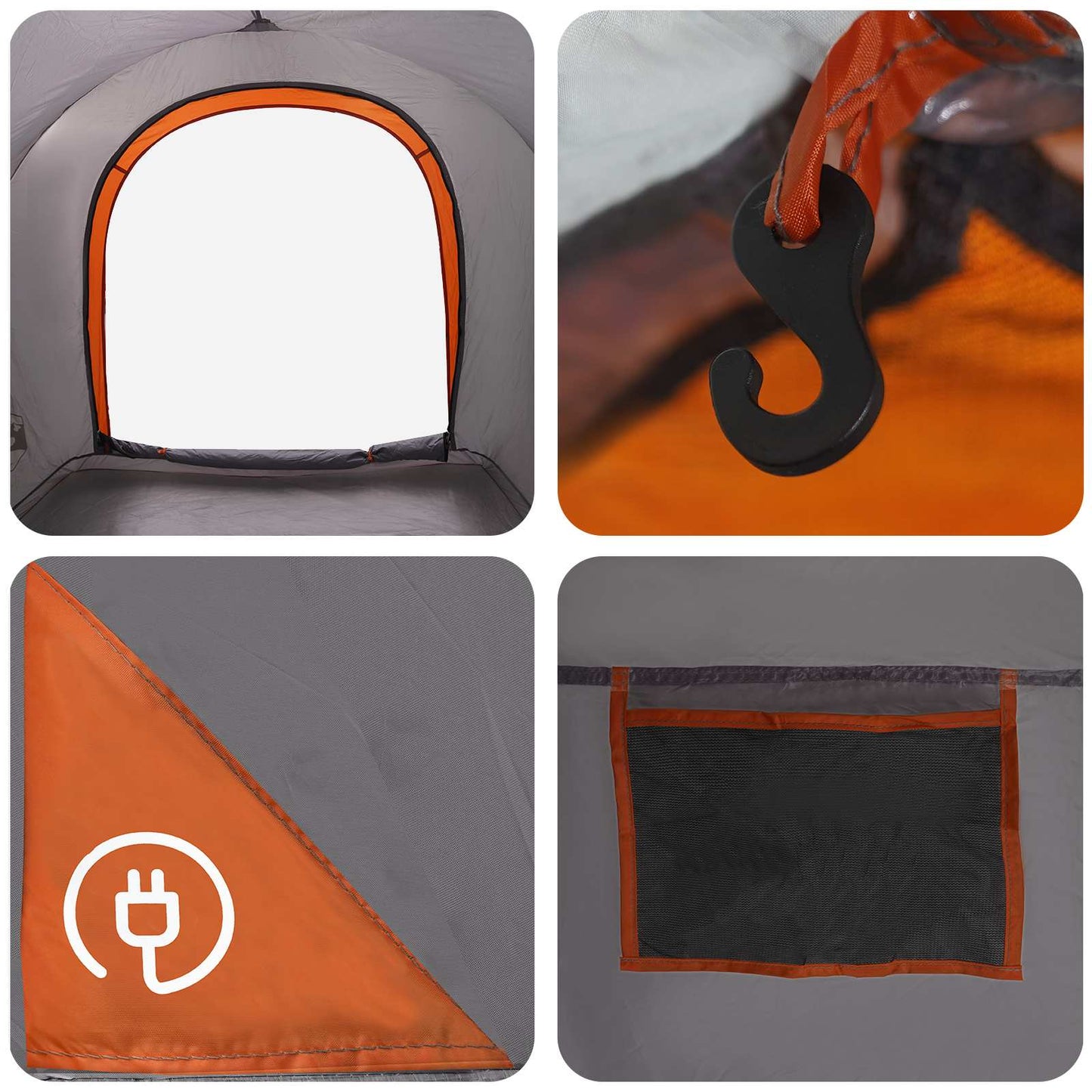 Autozelt 200 x 170 x 170 cm Grau und Orange Polyester und Stahl