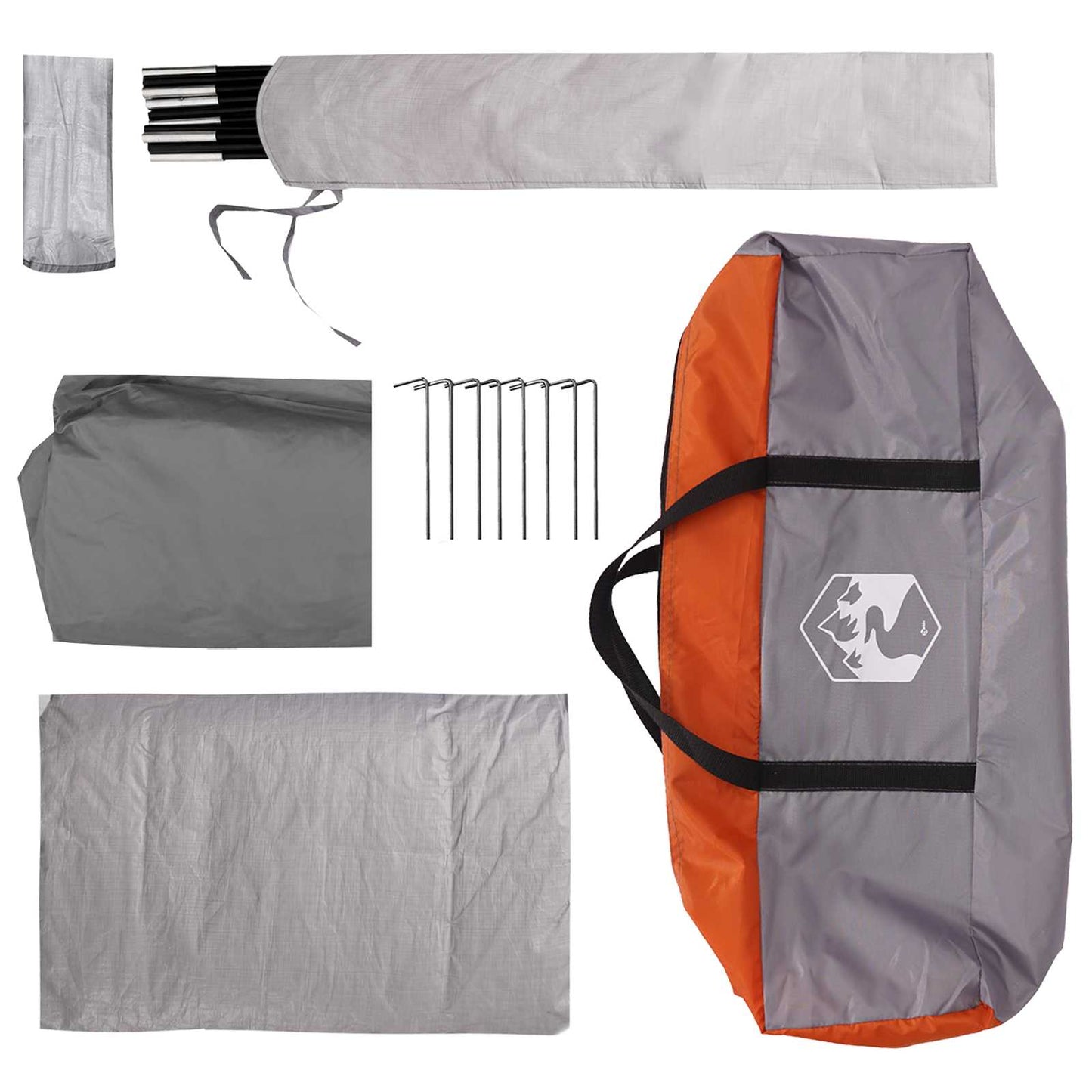 Heckklappen-Zelt mit Regenfly, wasserabweisend Grau und Orange