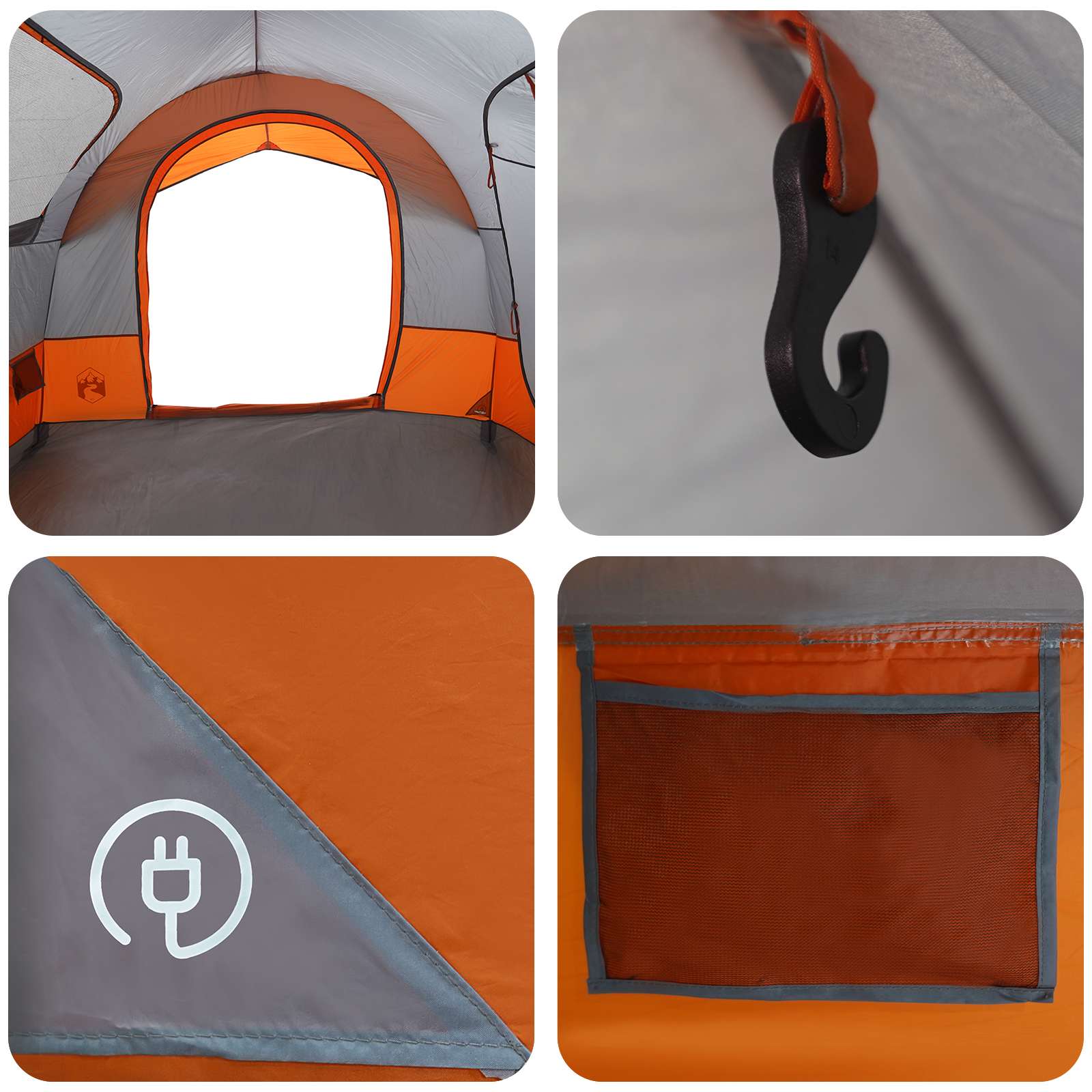 Heckklappen-Zelt mit Regenfly, wasserabweisend Grau und Orange