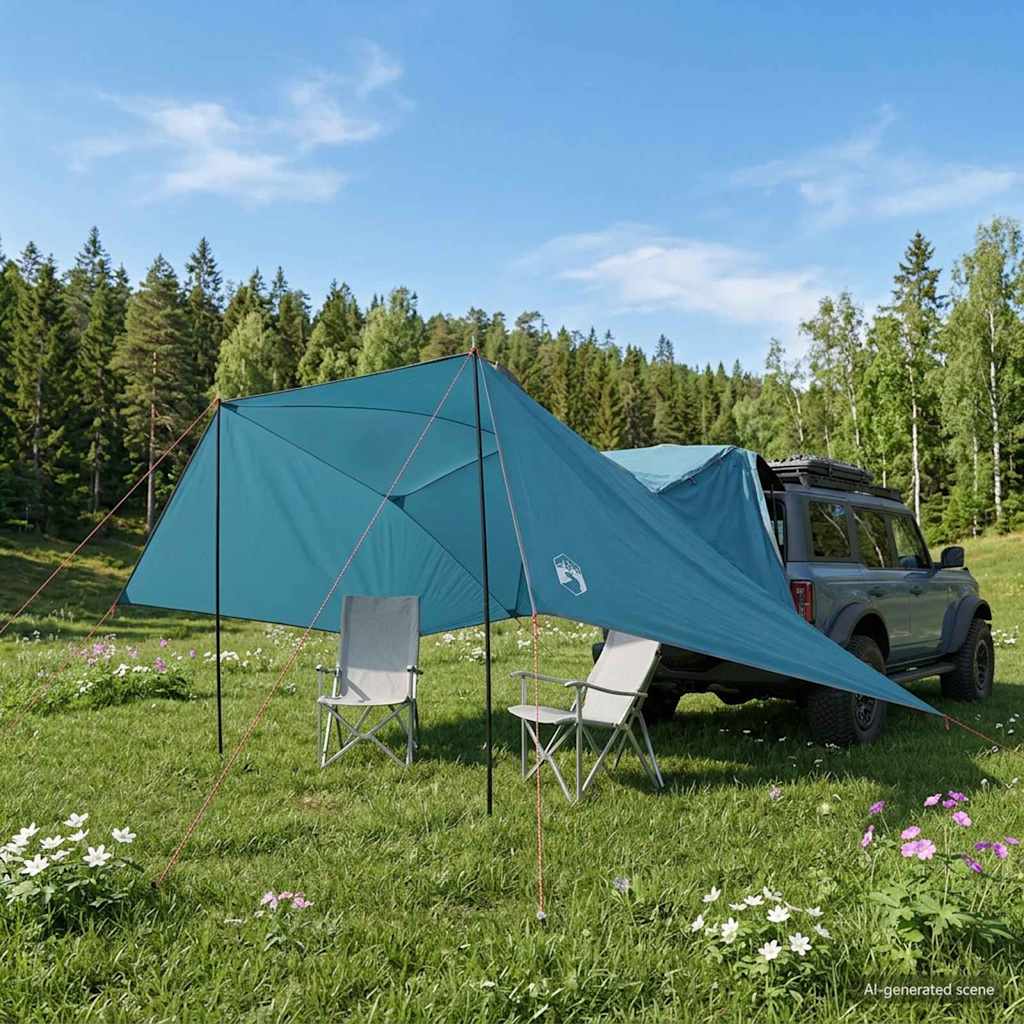 Autozelt 308 x 215 x 220 cm Blau Polyester und Stahl