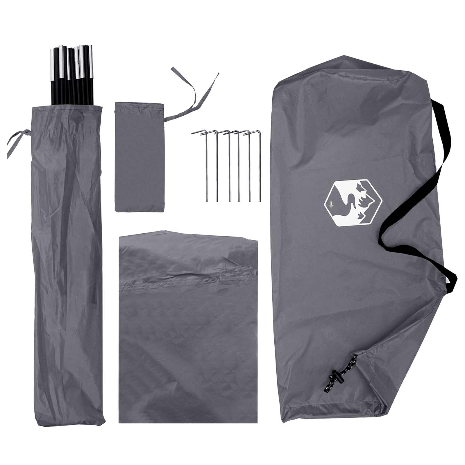 Autozelt 308 x 215 x 220 cm Grau und Orange Polyester und Stahl