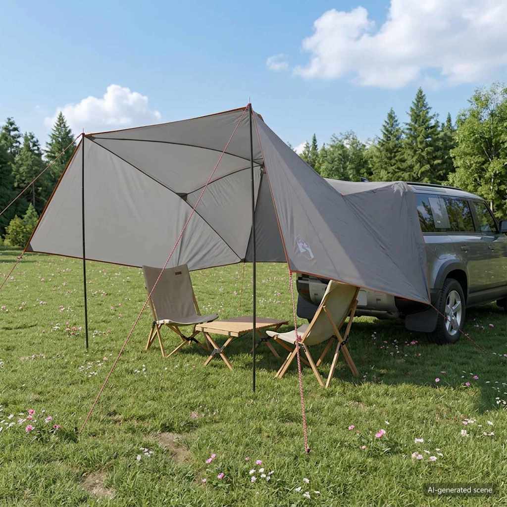 Autozelt 308 x 215 x 220 cm Grau und Orange Polyester und Stahl