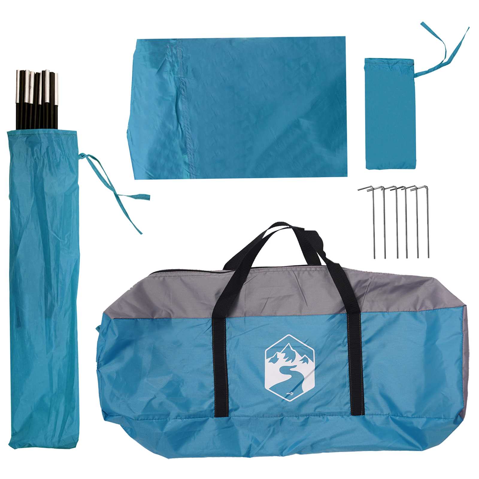 Autozelt 350 x 250 cm Blau Polyester und Stahl
