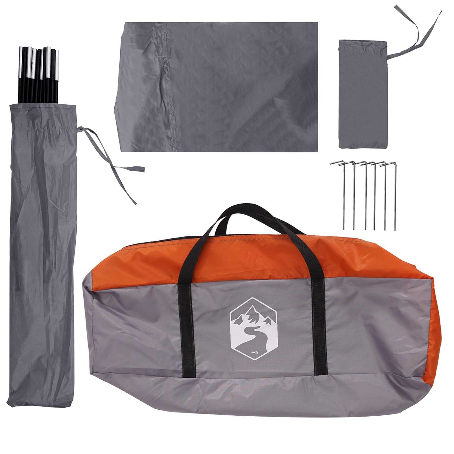 Autozelt 350 x 250 cm Grau und Orange Polyester und Stahl
