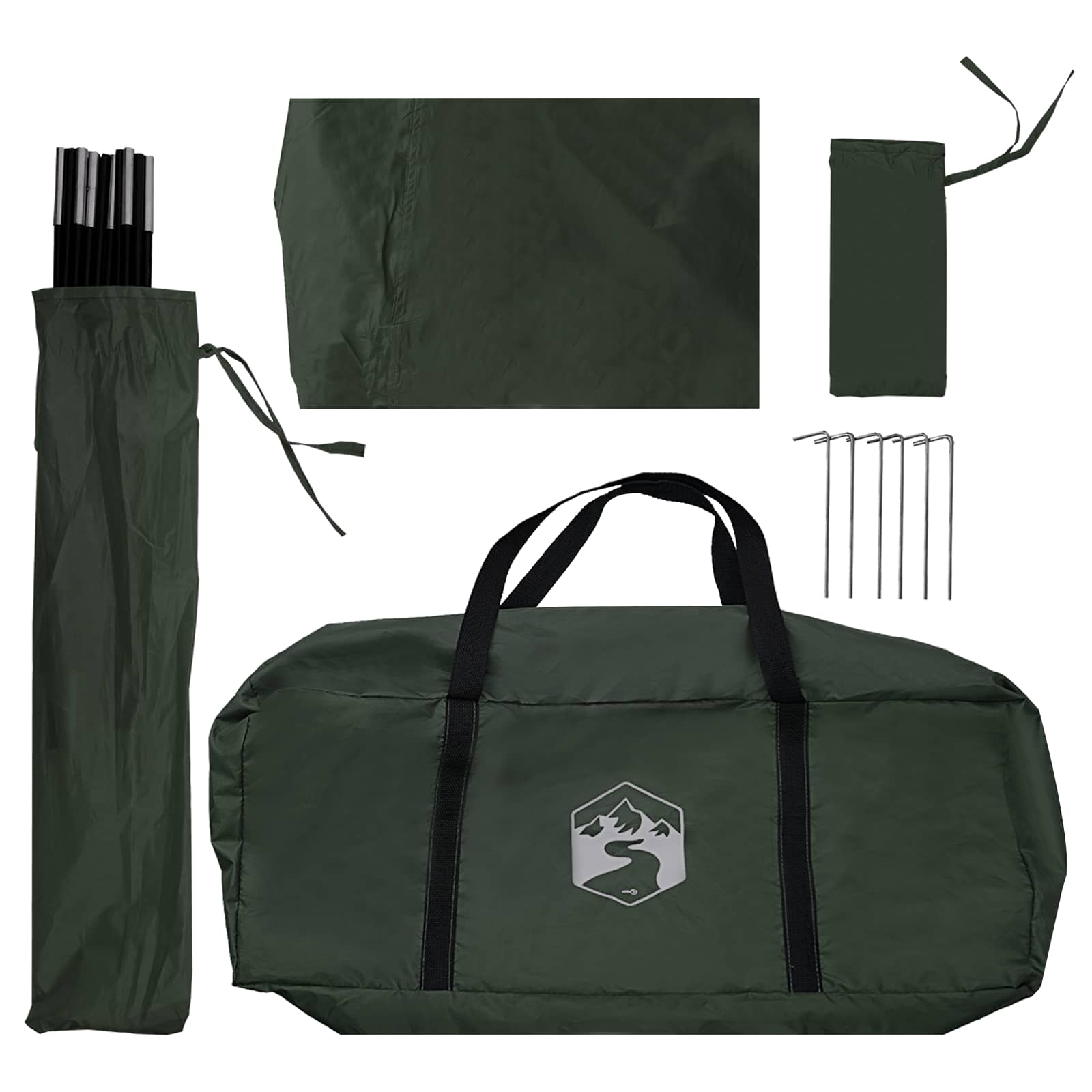 Autozelt 350 x 250 cm Olivegrün Polyester und Stahl