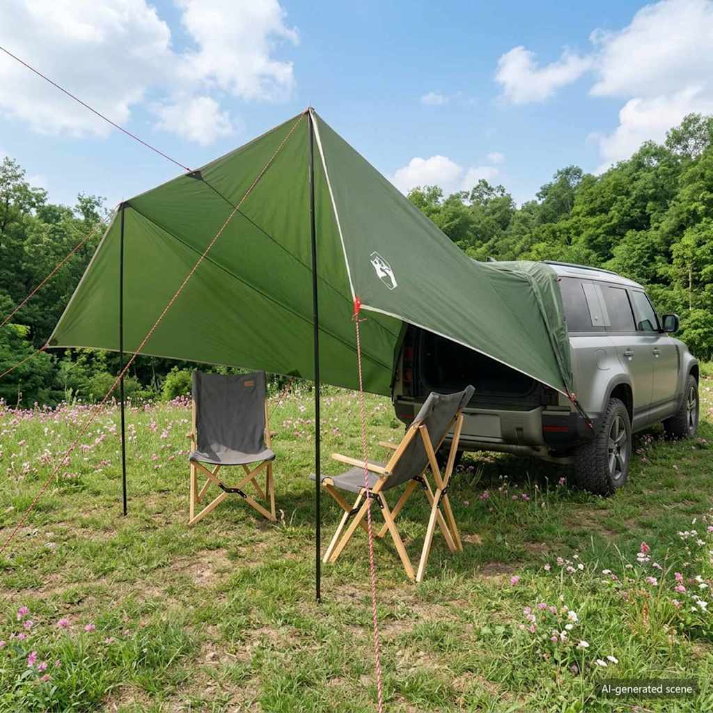 Fahrzeugmarkise Grün 518 x 580 x 215 cm Polyester und Stahl