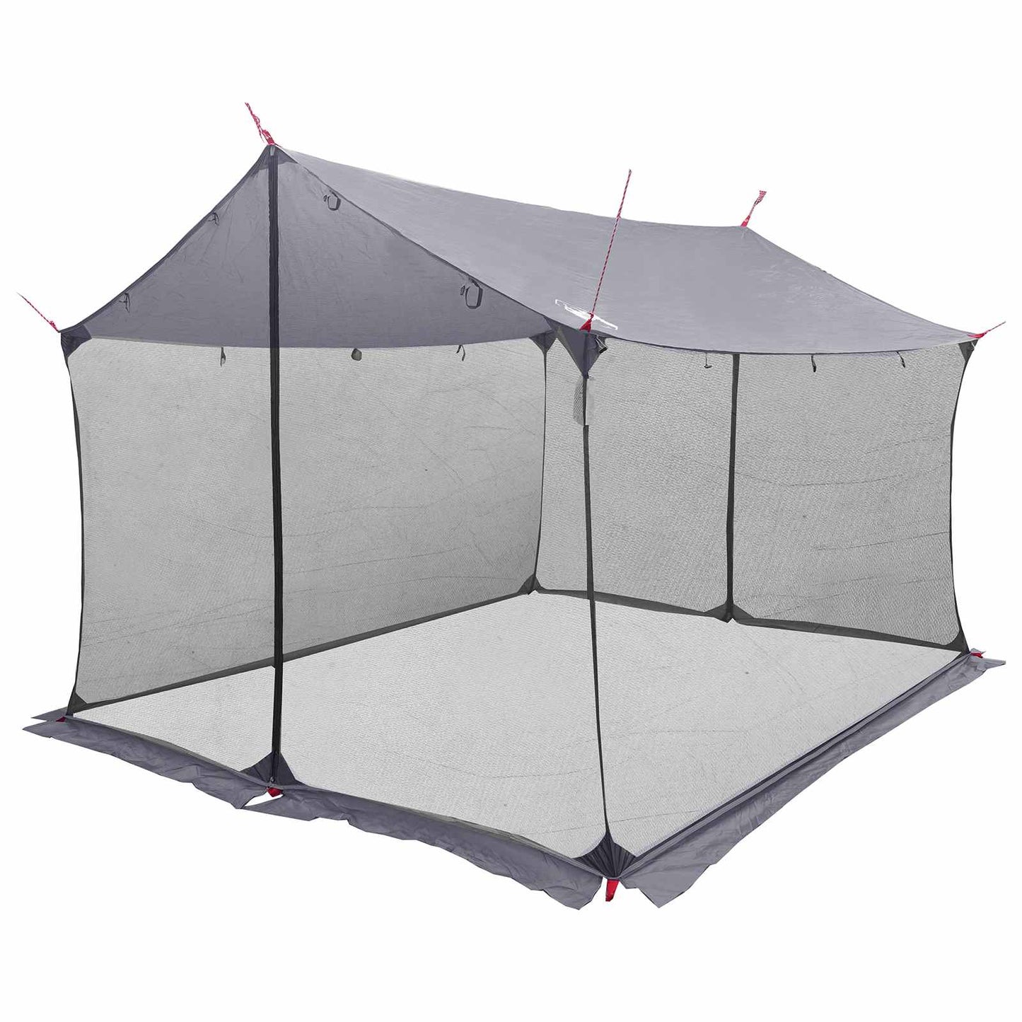 Camping-Tarp mit Netzwänden 340 x 260 x 220 cm Grau und Orange