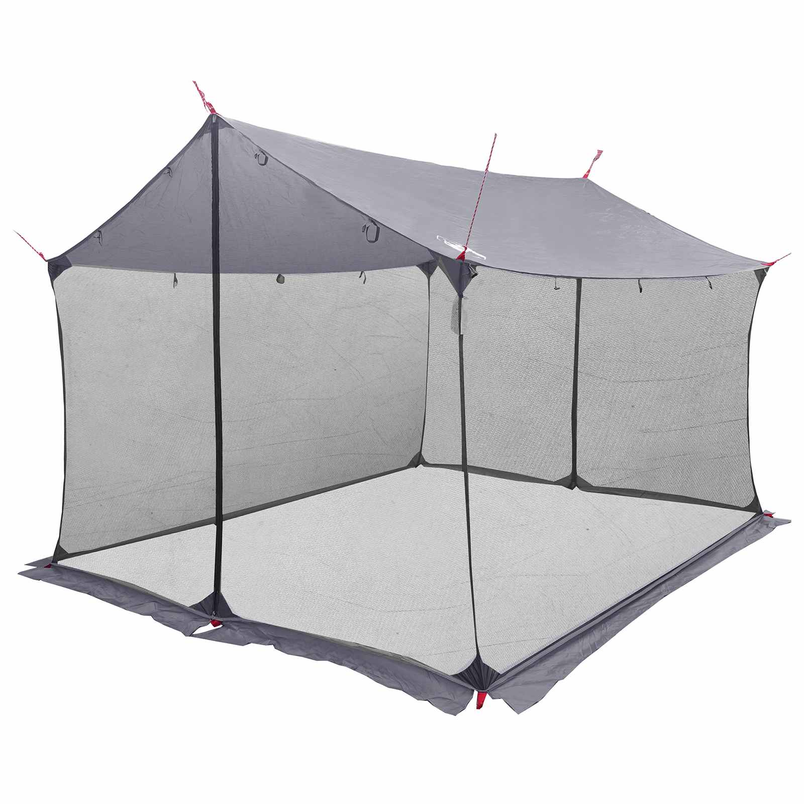 Camping-Tarp mit Netzwänden 340 x 260 x 220 cm Grau und Orange