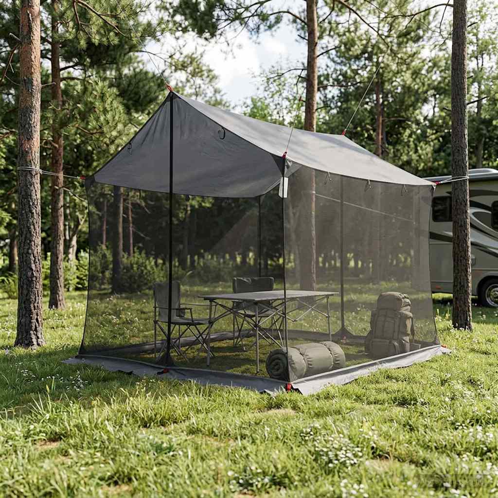 Camping-Tarp mit Netzwänden 270 x 210 x 210 cm Grau und Orange