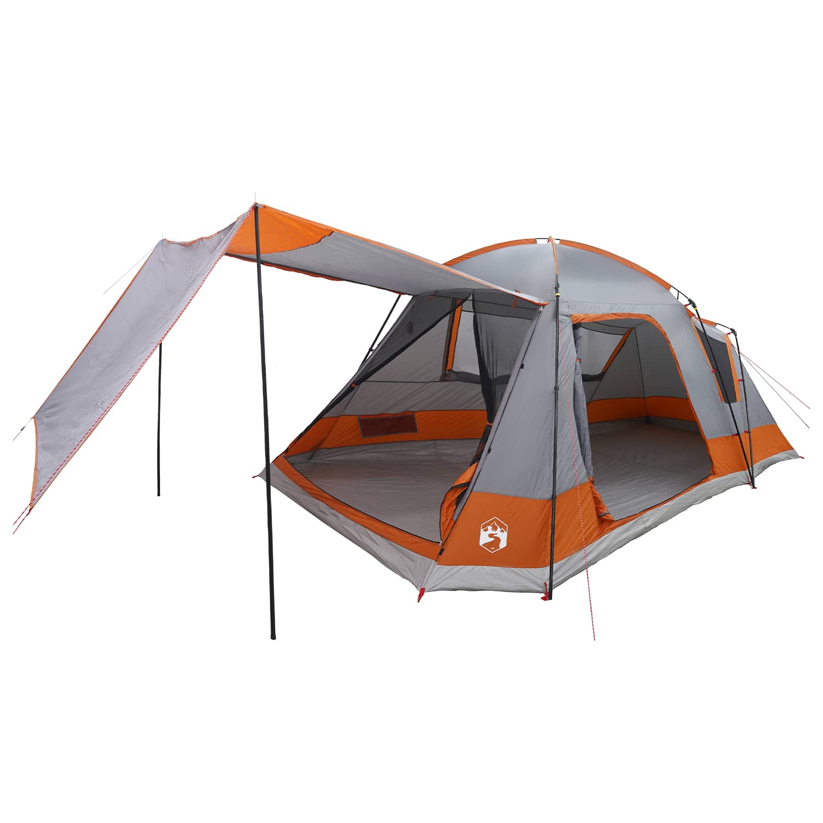Hütten-Zelt Grau und Orange 12-Personen Polyester und Stahl