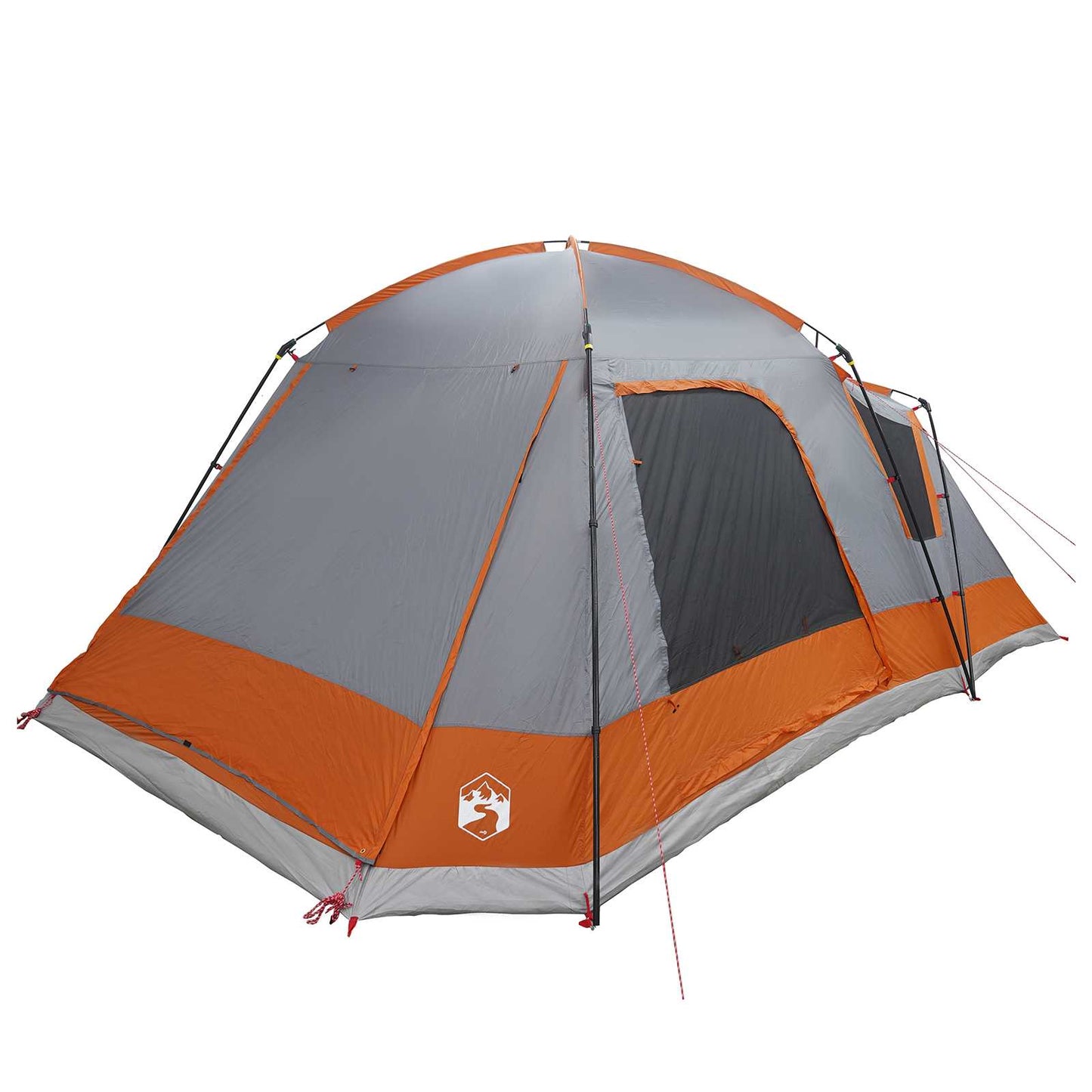 Hütten-Zelt Grau und Orange 12-Personen Polyester und Stahl