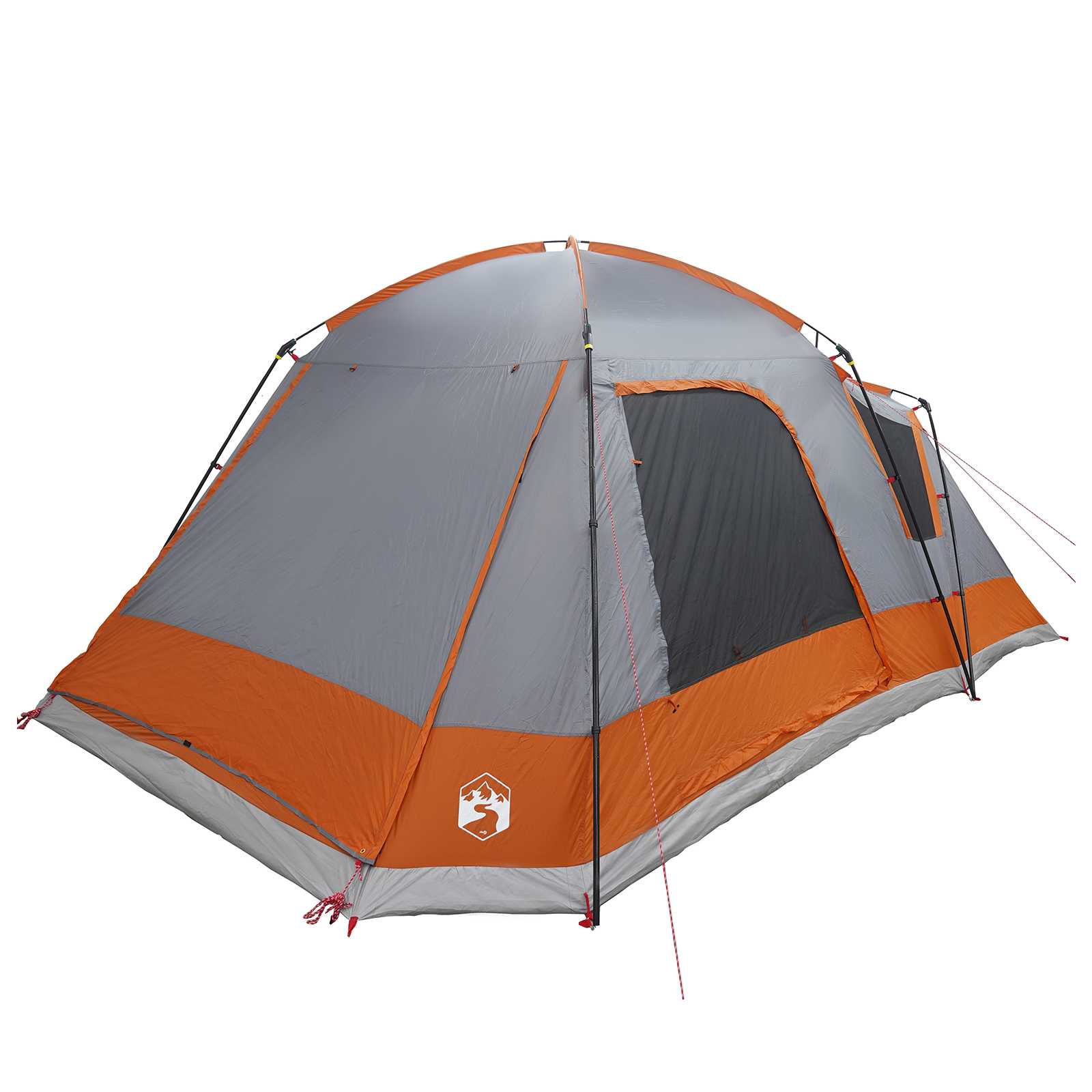Hütten-Zelt Grau und Orange 12-Personen Polyester und Stahl