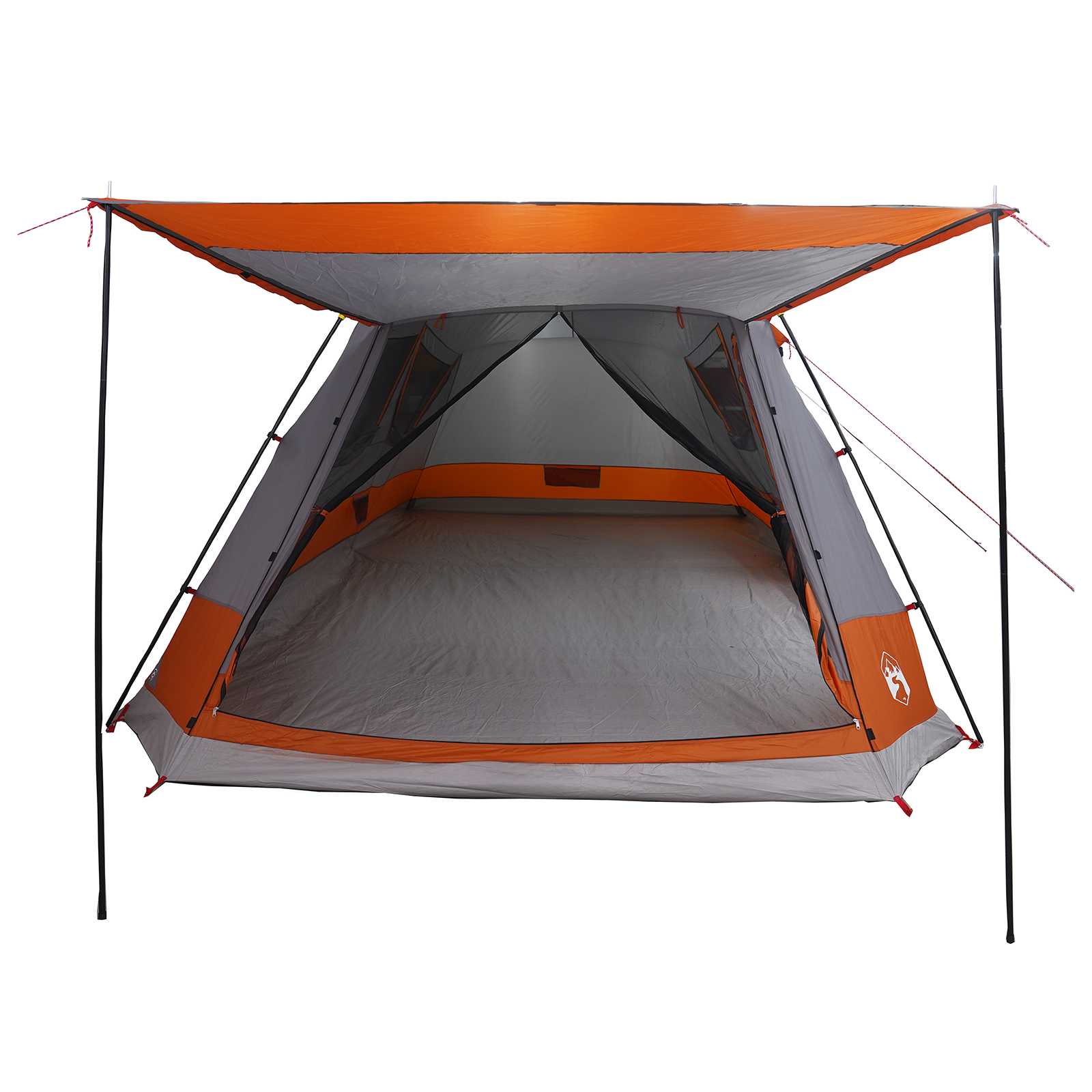Hütten-Zelt Grau und Orange 12-Personen Polyester und Stahl