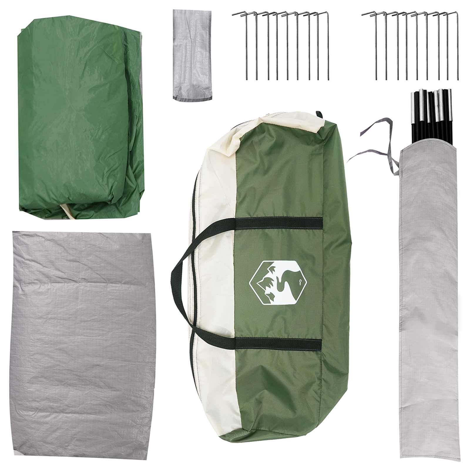 Hütten-Zelt mit Dach Grün 8-Personen Polyester und Stahl