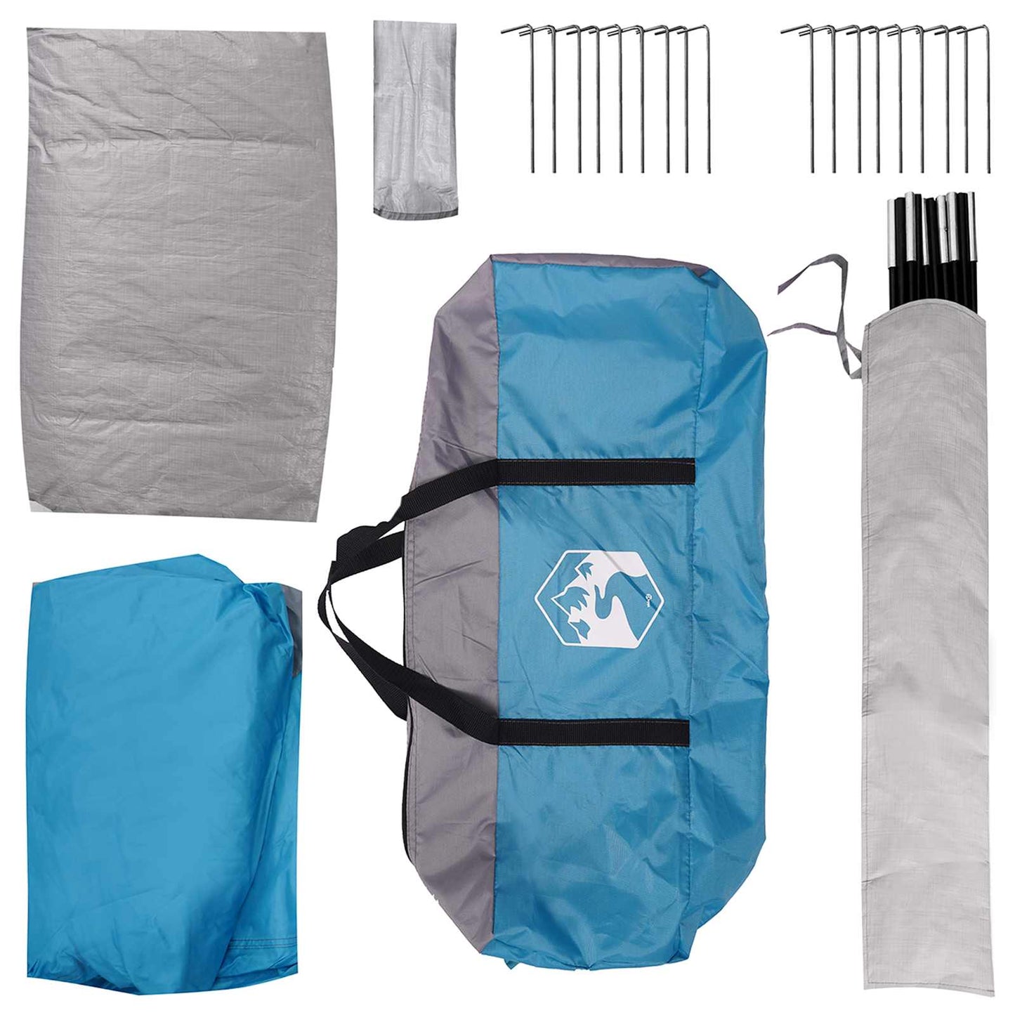 Hütten-Zelt mit Dach Blau 8-Personen Polyester und Stahl