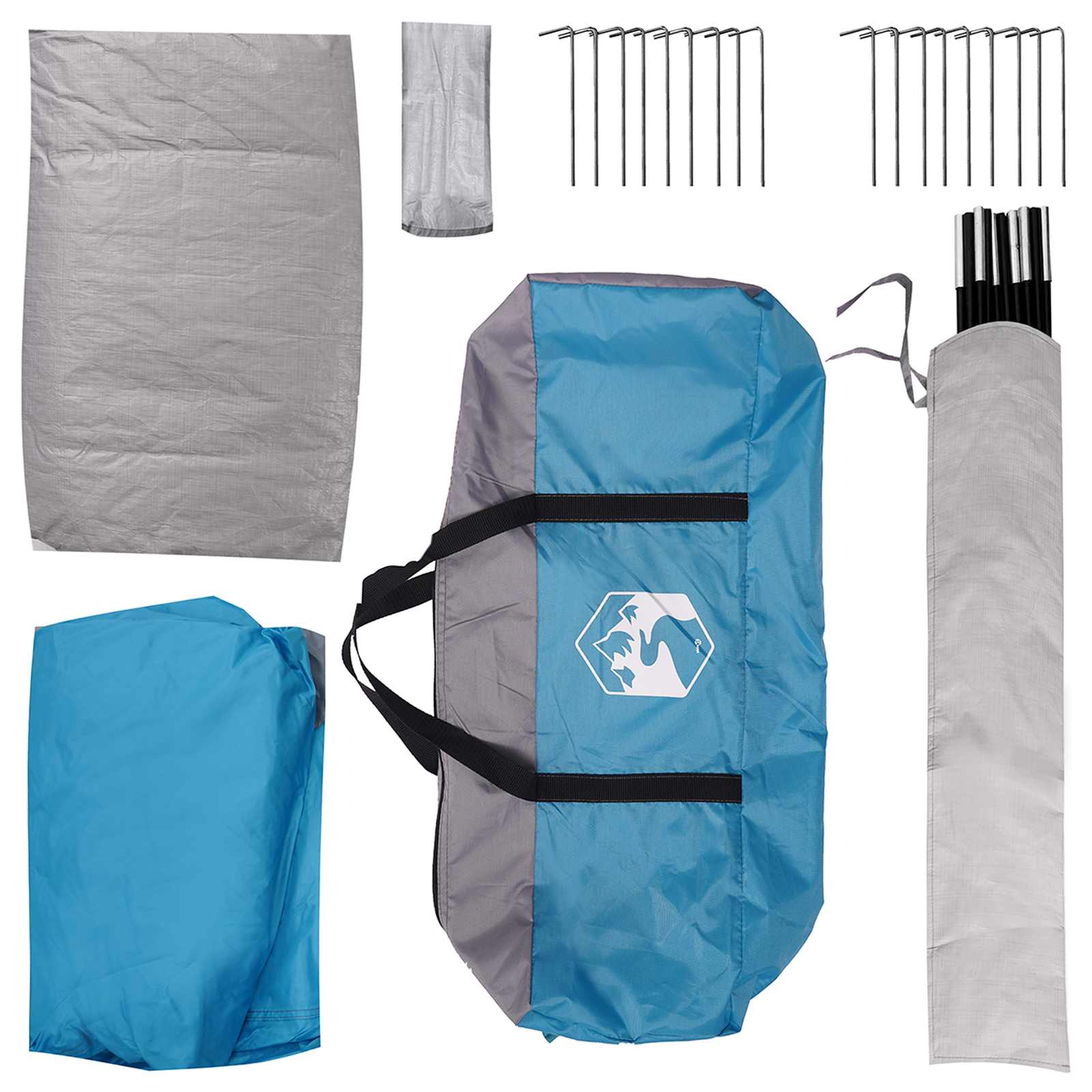 Hütten-Zelt mit Dach Blau 8-Personen Polyester und Stahl