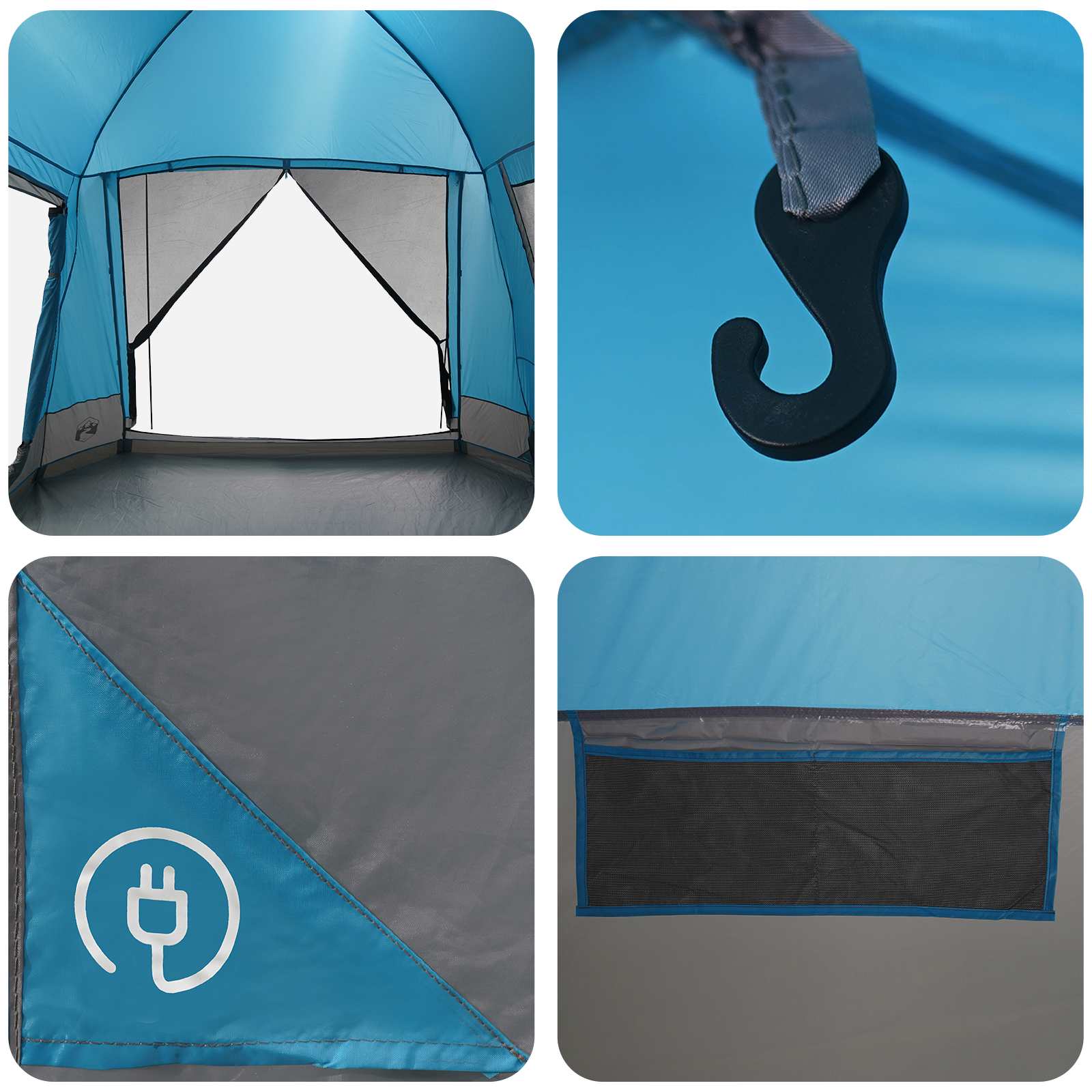 Hütten-Zelt mit Dach Blau 8-Personen Polyester und Stahl