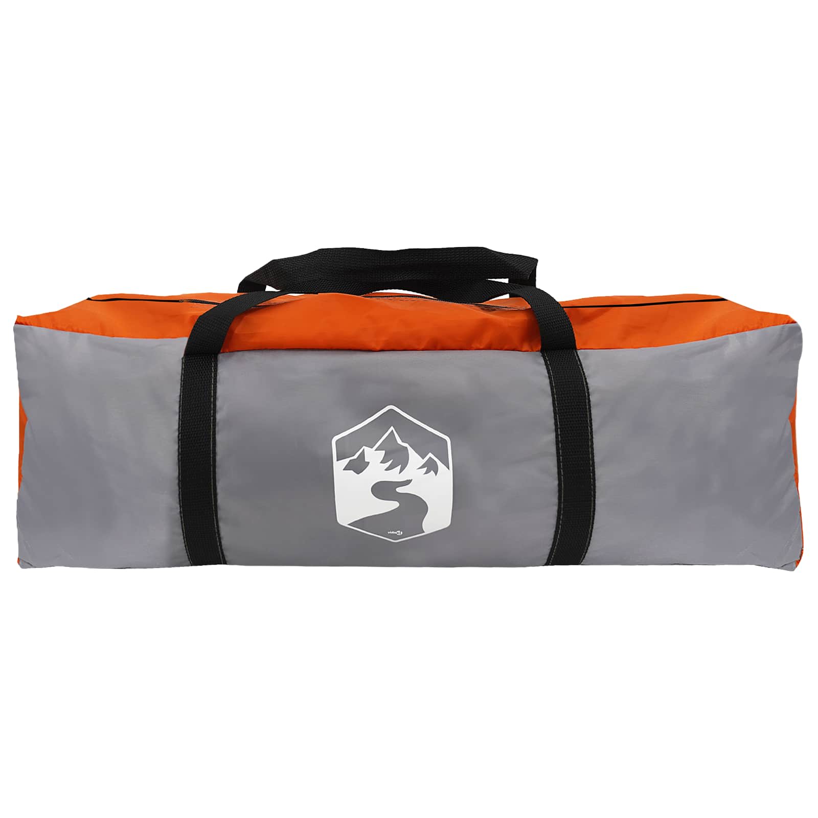 Hütten-Zelt Grau und Orange 8-Personen Polyester und Stahl