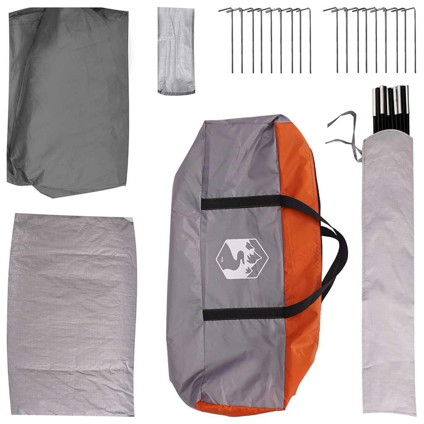 Hütten-Zelt Grau und Orange 8-Personen Polyester und Stahl