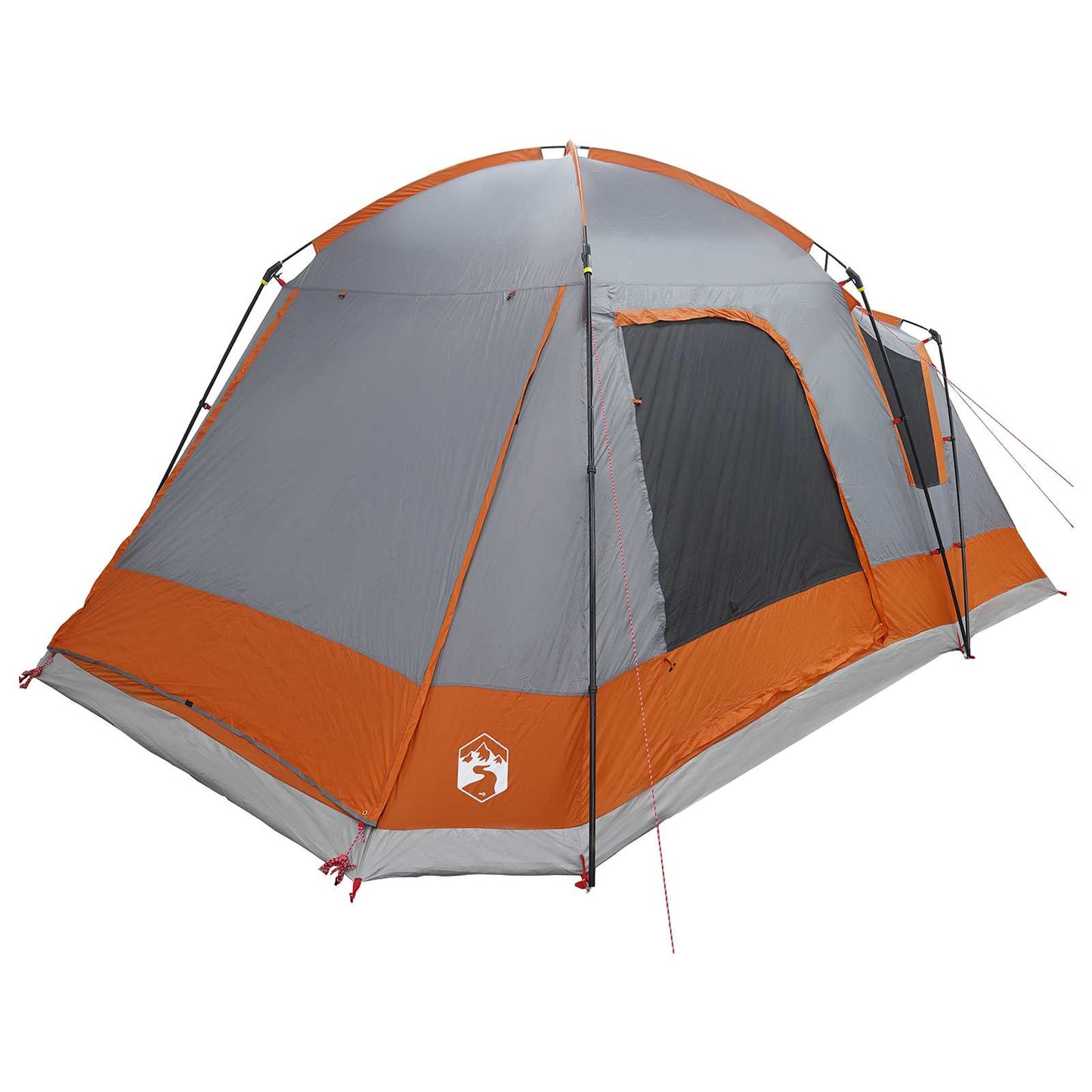 Hütten-Zelt Grau und Orange 8-Personen Polyester und Stahl