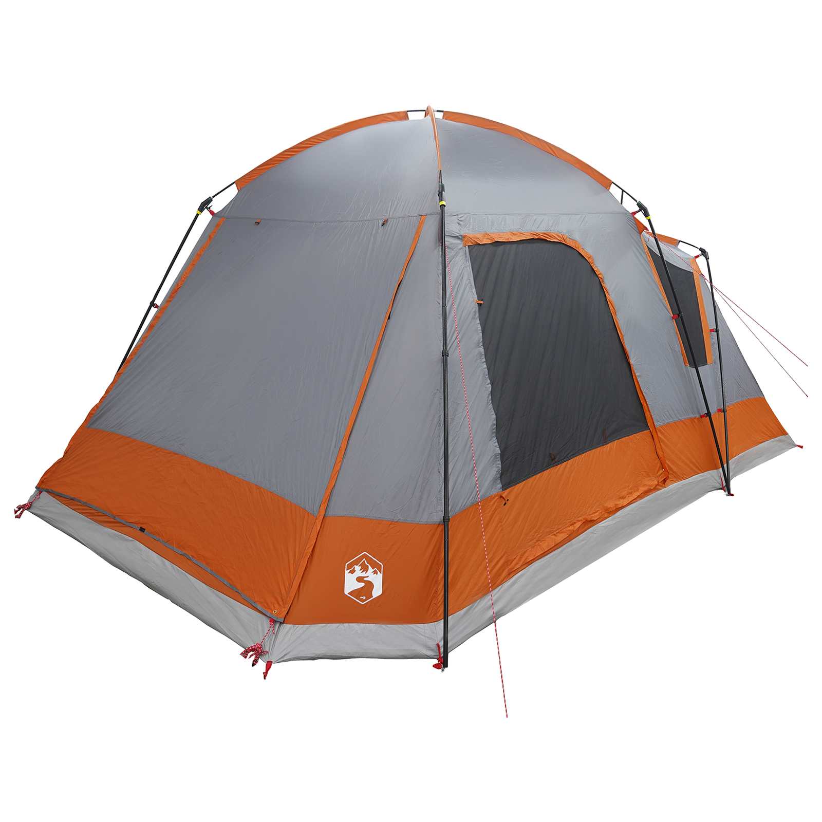 Hütten-Zelt Grau und Orange 8-Personen Polyester und Stahl